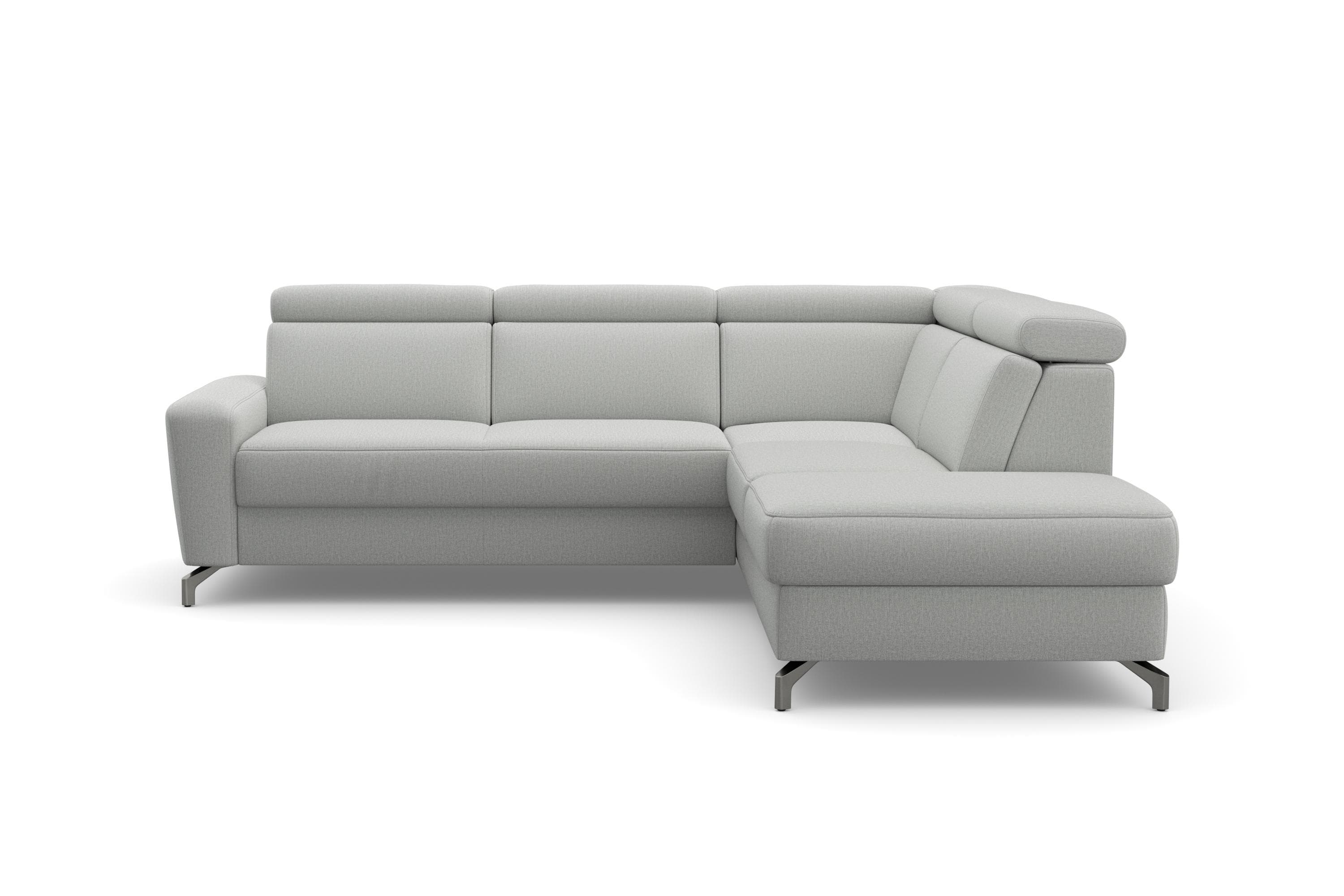 SIT & MORE Ecksofa Scarlett L-Form Hellgrau mit Kopfteilverstellung