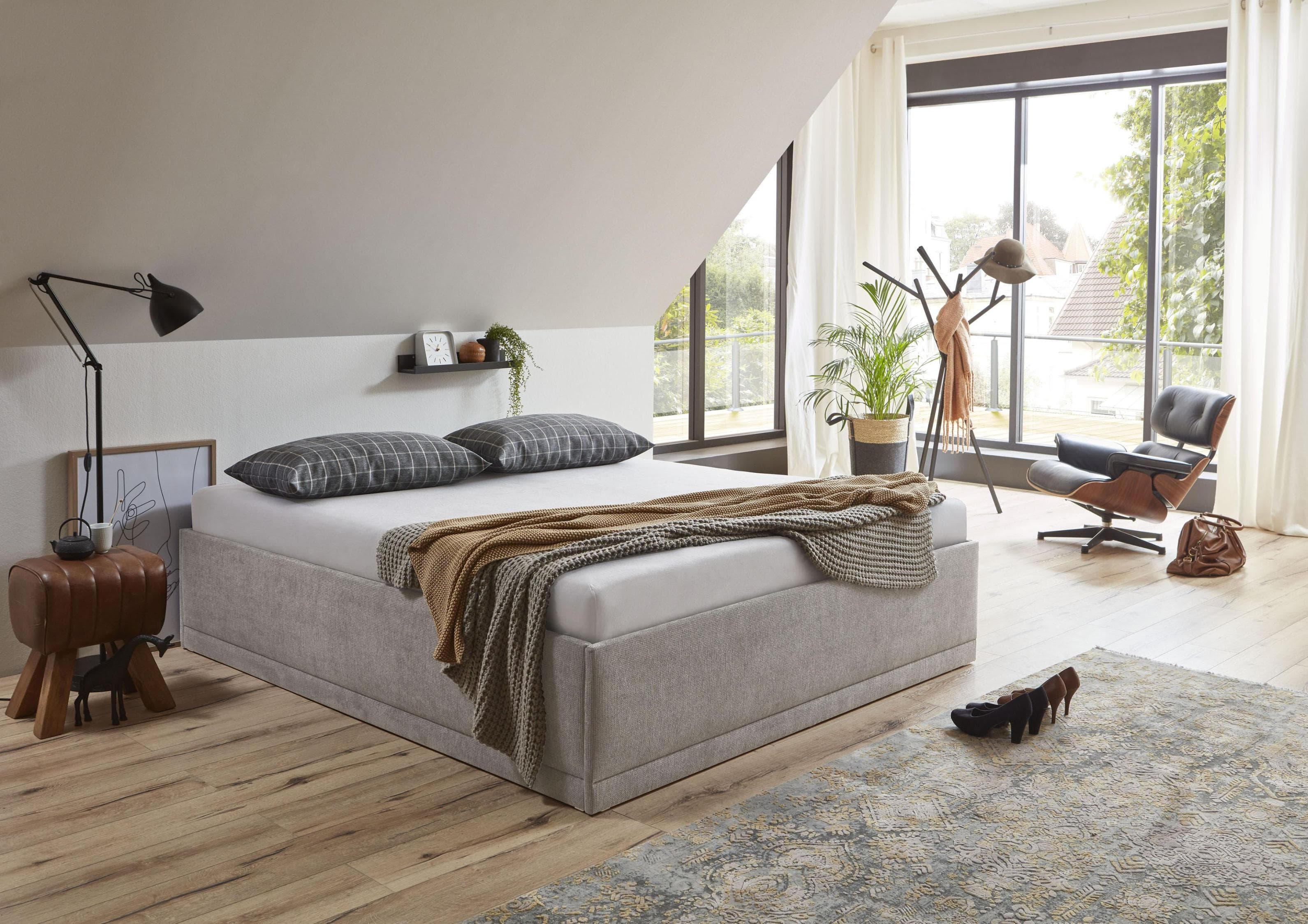 Westfalia Schlafkomfort Polsterbett Texel Beige mit Bettkasten