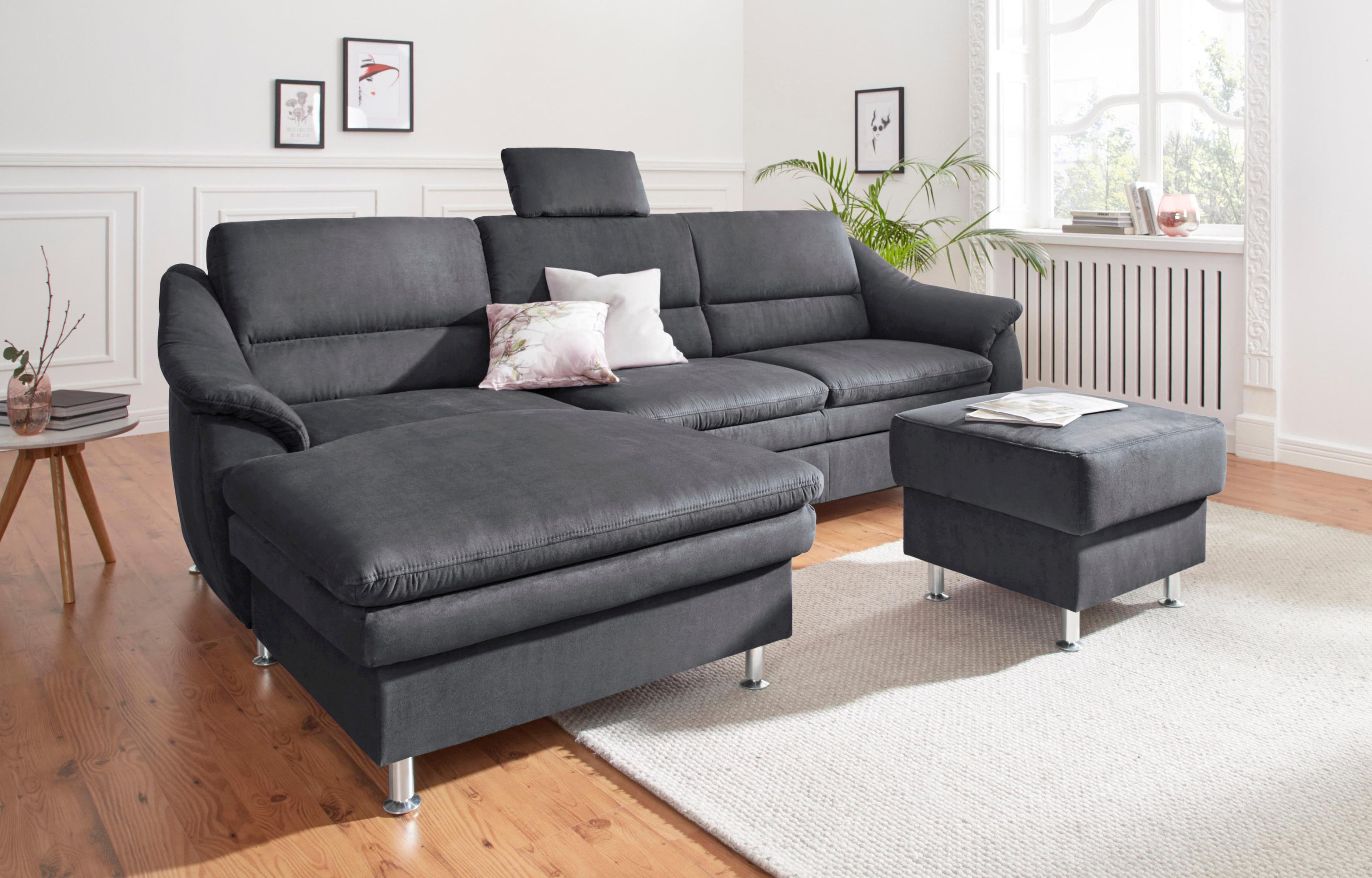 SIT & MORE Ecksofa Cardoso L-Form Dunkelgrau mit Bettfunktion