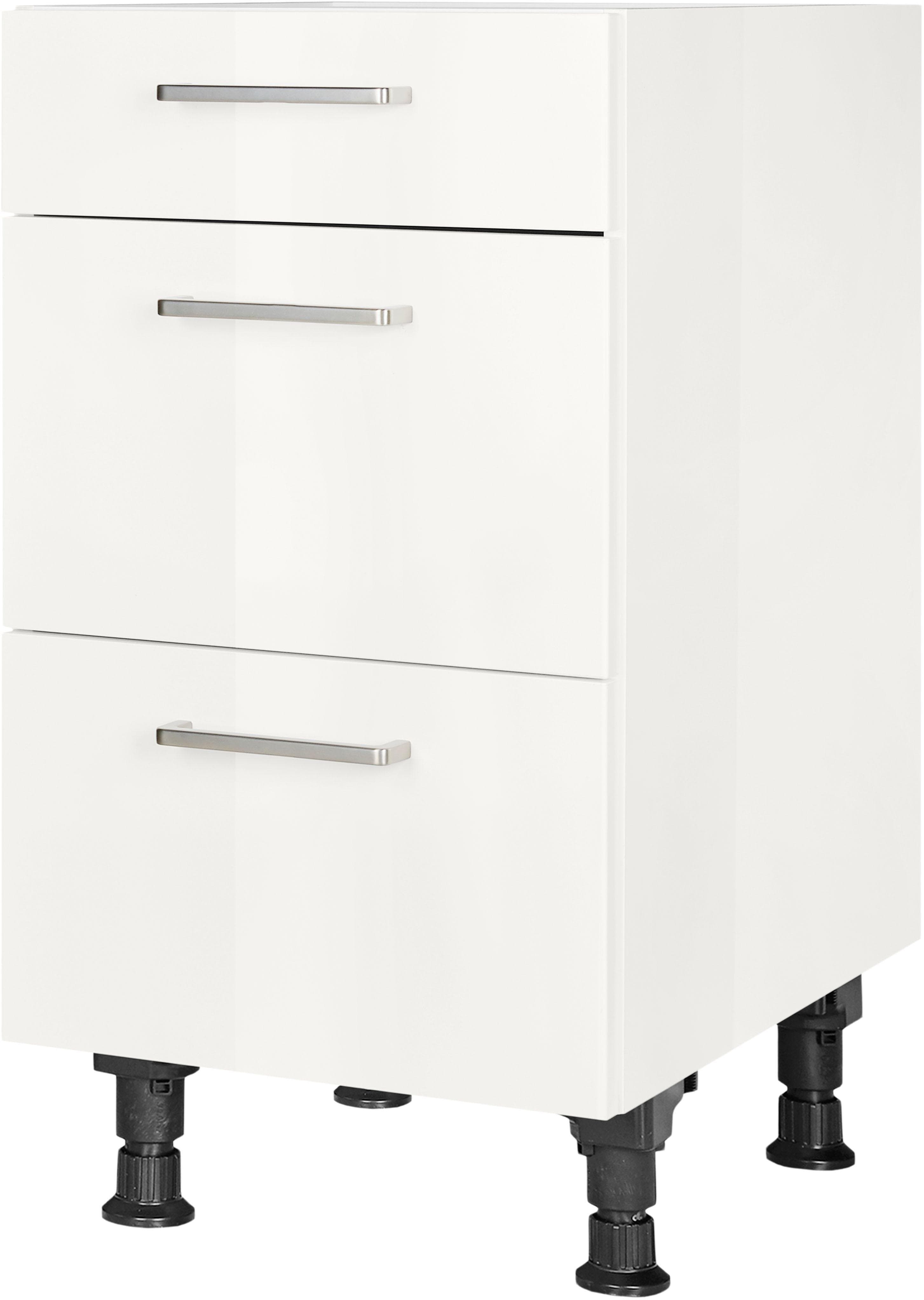 nobilia Unterschrank Flash Weiß Hochglanz Vormontiert