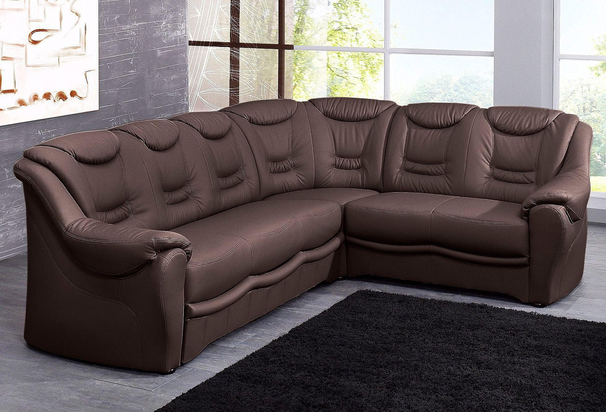 Ecksofa SIT & MORE Bansin L-Form Braun mit Bettfunktion