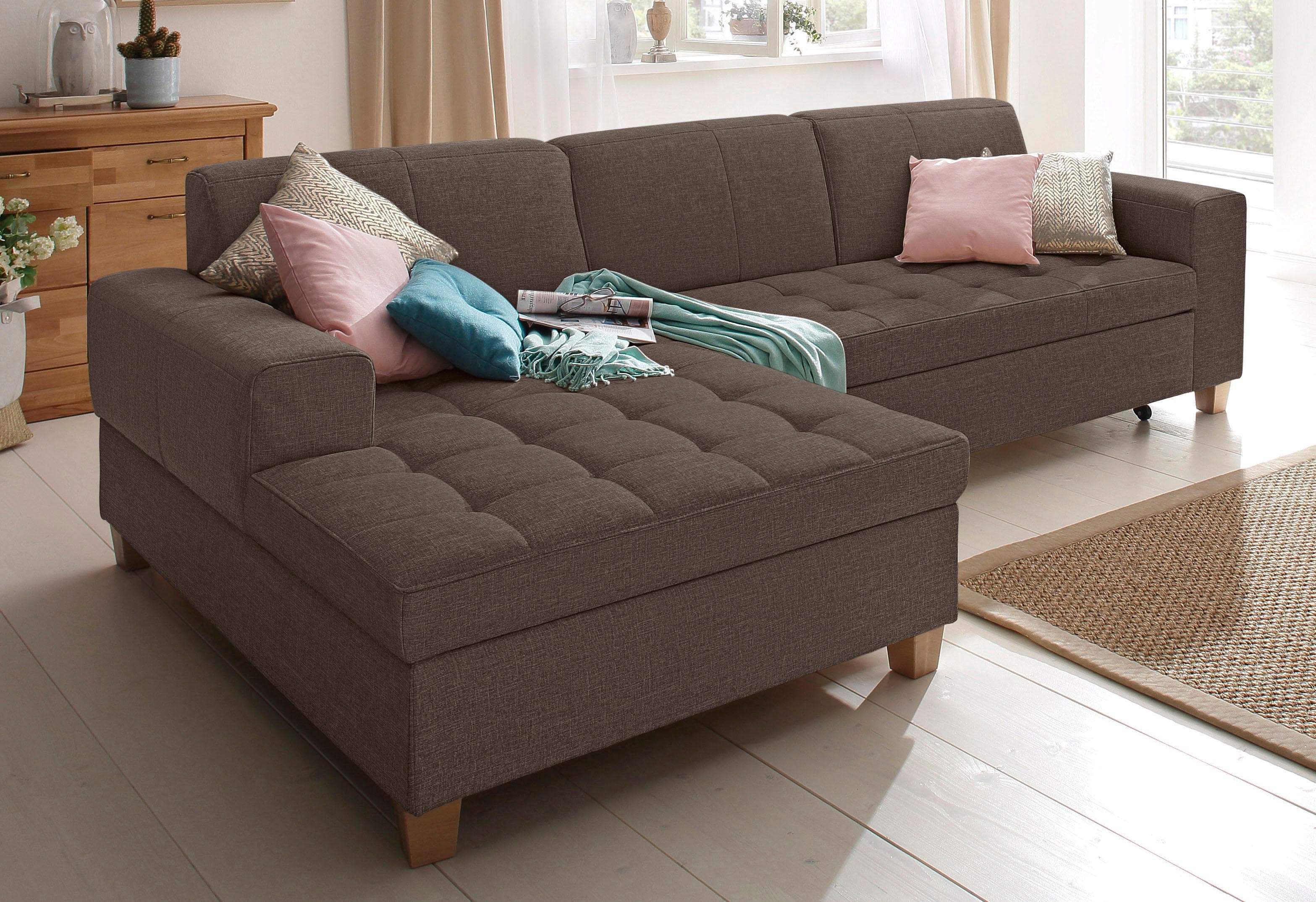 HOME AFFAIRE Ecksofa Corby L-Form Braun mit Bettkasten