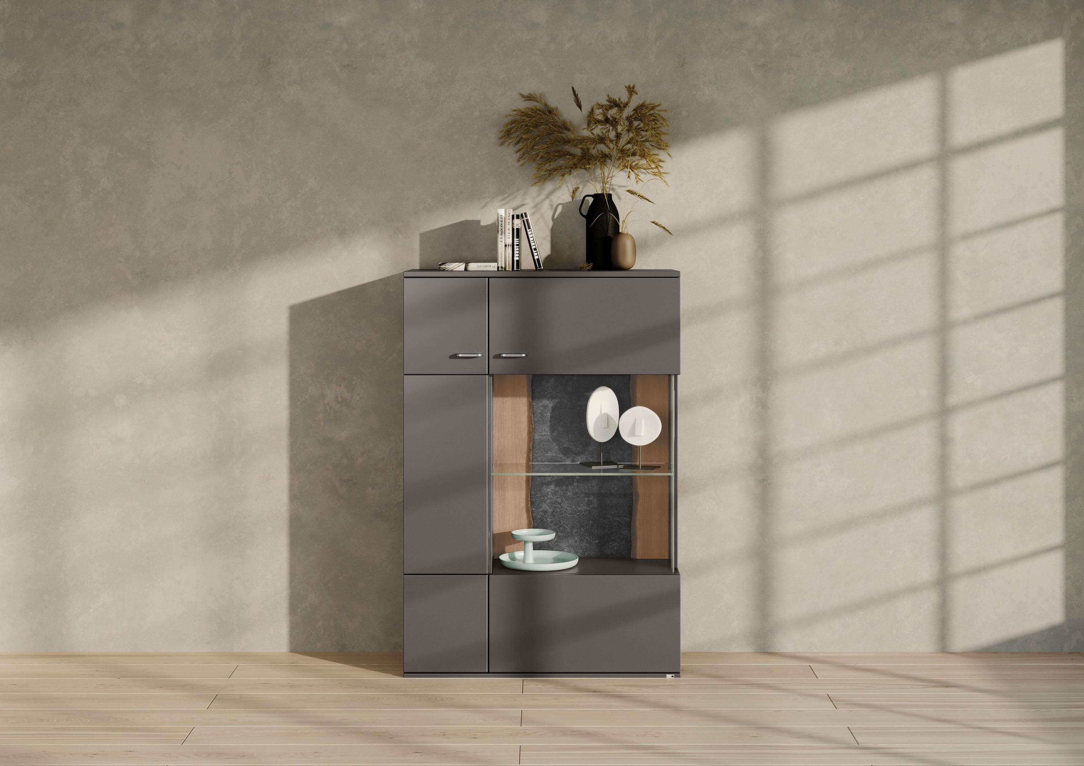 Stauraumvitrine TACOMA Grau Matt Set One by Musterring