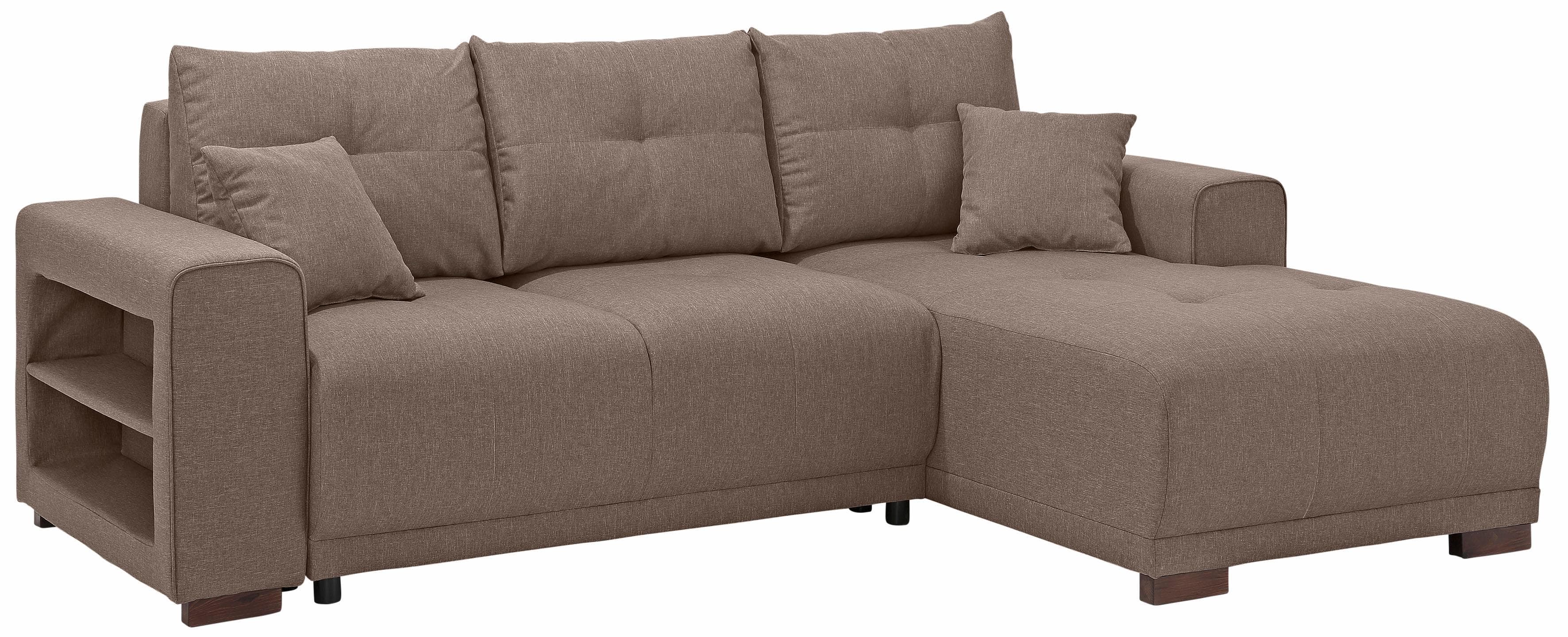 Home Affaire Ecksofa Viborg L-Form Braun mit Bettfunktion & Regal