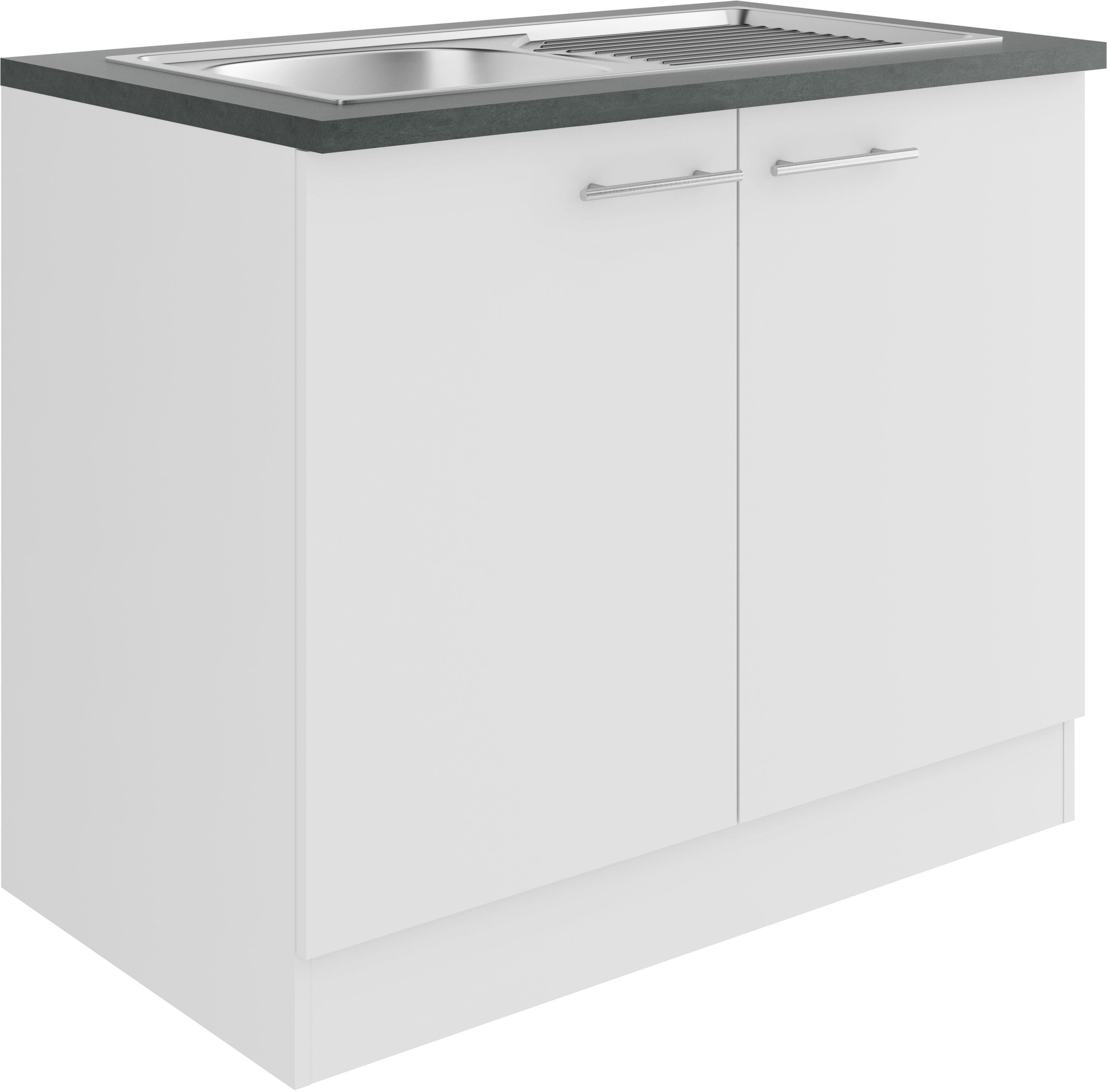 OPTIFIT Spülenschrank Bella Weiß Anthrazit mit Spüle