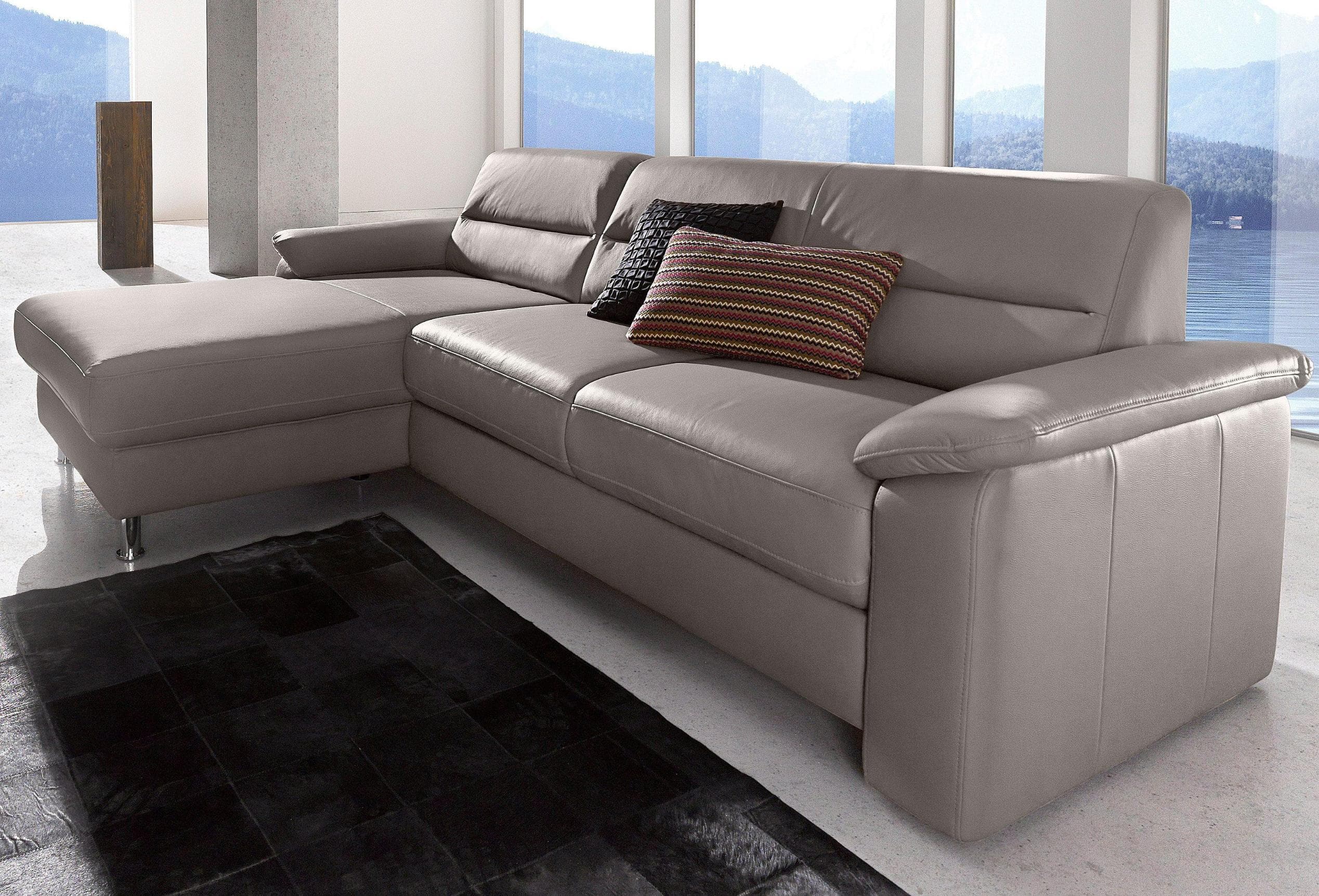 SIT & MORE Ecksofa Ascara L-Form Grau mit Bettfunktion
