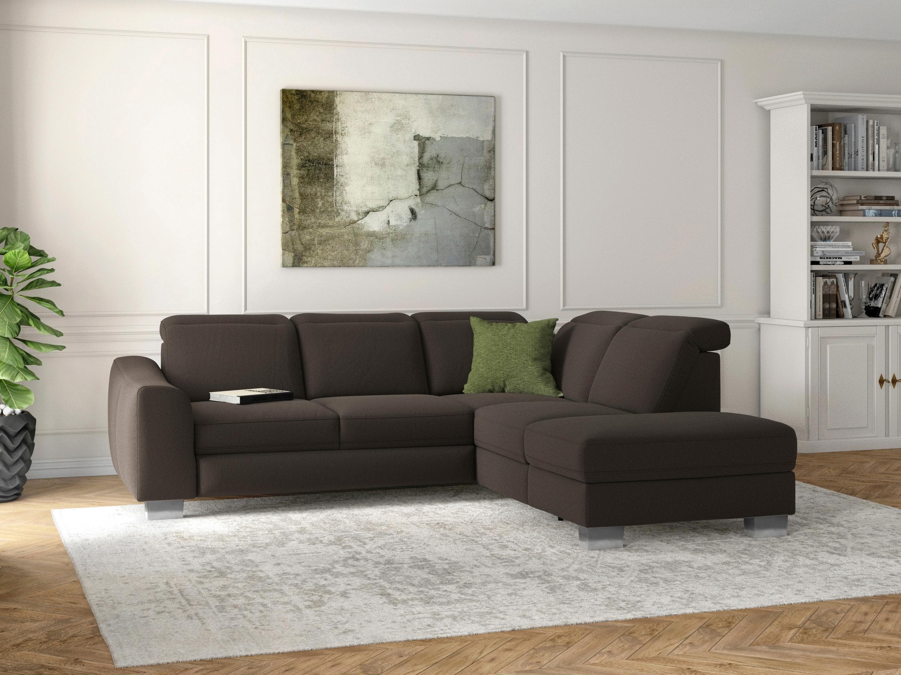 SIT & MORE Ecksofa Dundee L-Form Braun Microfaser