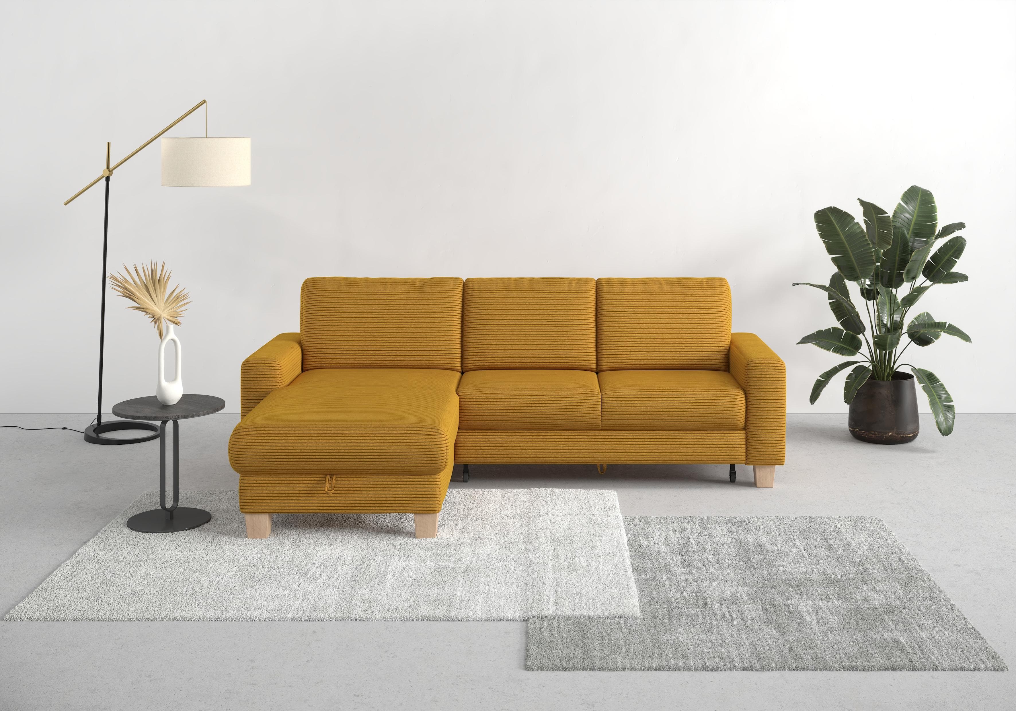 Home Affaire Ecksofa Summer L-Form Gelb mit Recamiere und Bettfunktion