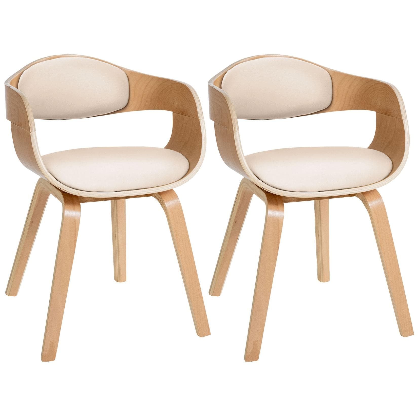 CLP Esszimmerstuhl Kingston 2er Set Kunstleder Holz Modern