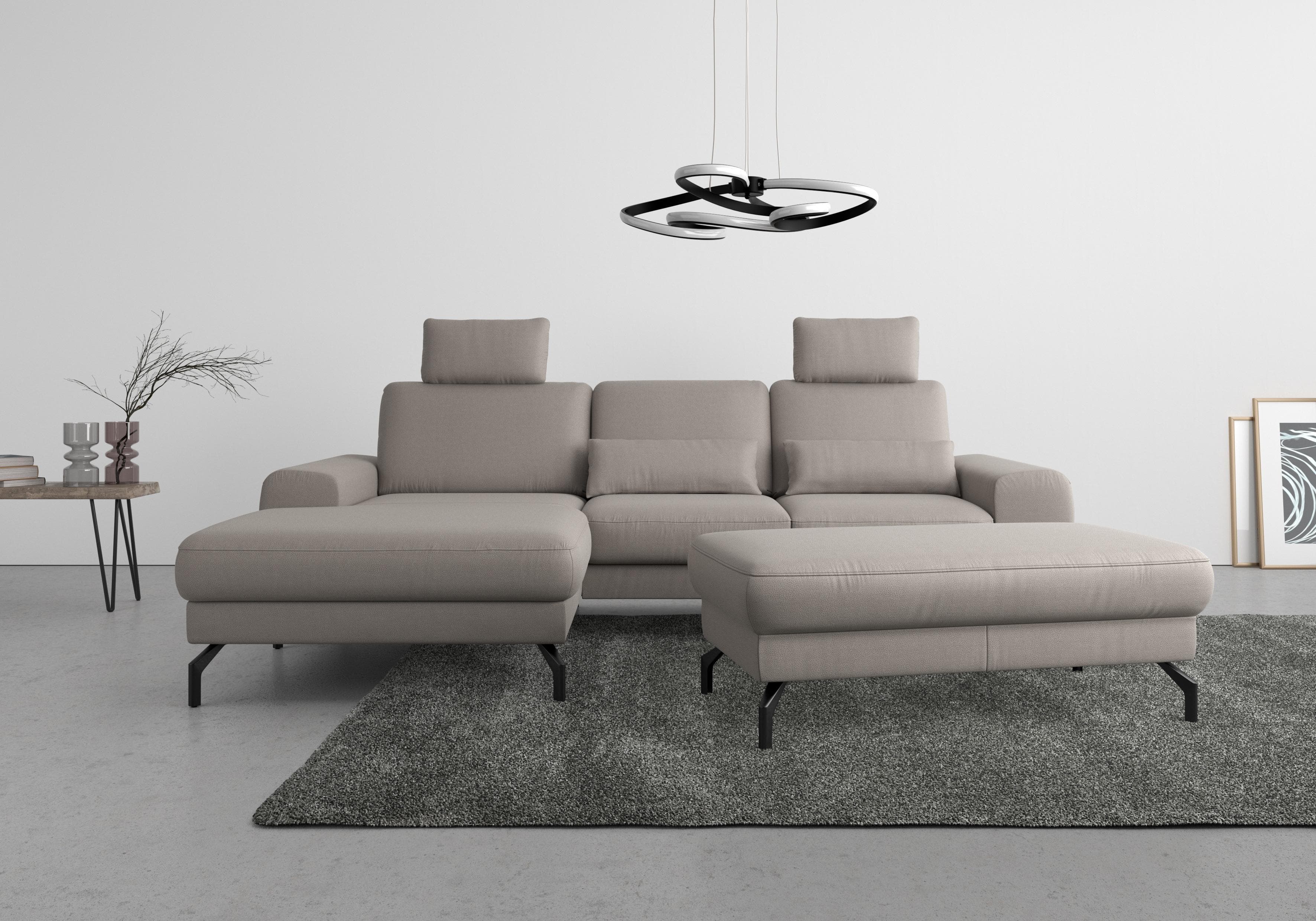 Sit & More Ecksofa Cinturo L-Form Steelgrau Federkern-Polsterung