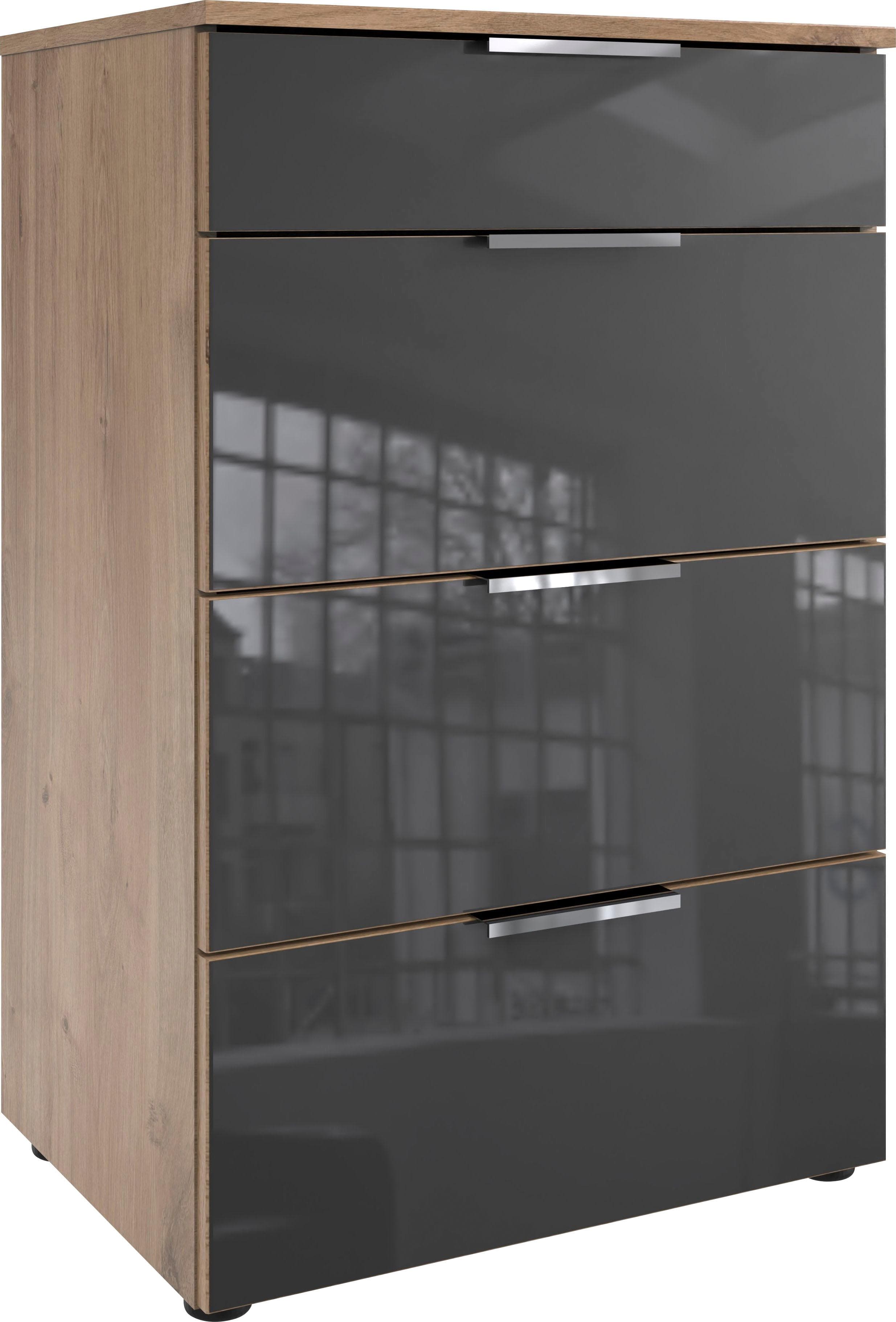 Schubkastenkommode mit Glaselementen und Soft-Close Funktion