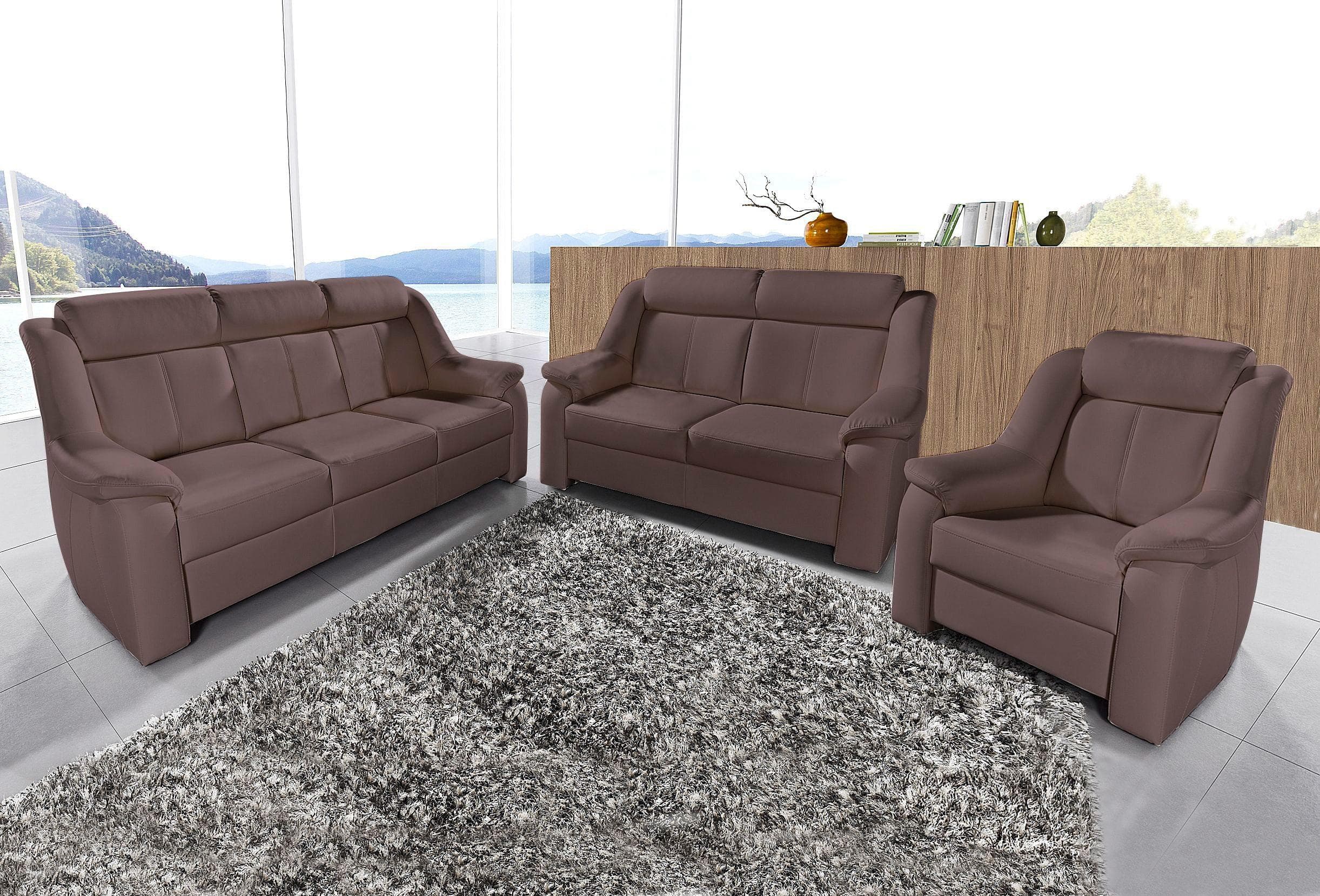 Polstergarnitur Set: 3-Sitzer, 2-Sitzer & Sessel