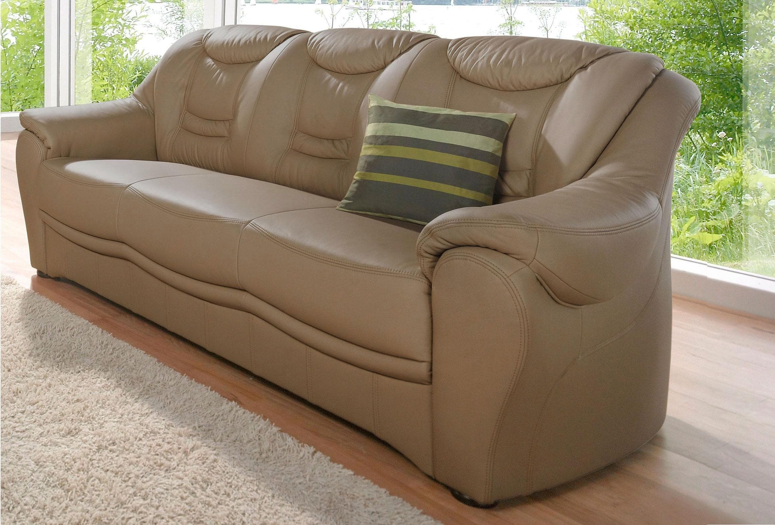 SIT & MORE Bansin 3-Sitzer Sofa Braun Leder Microfaser