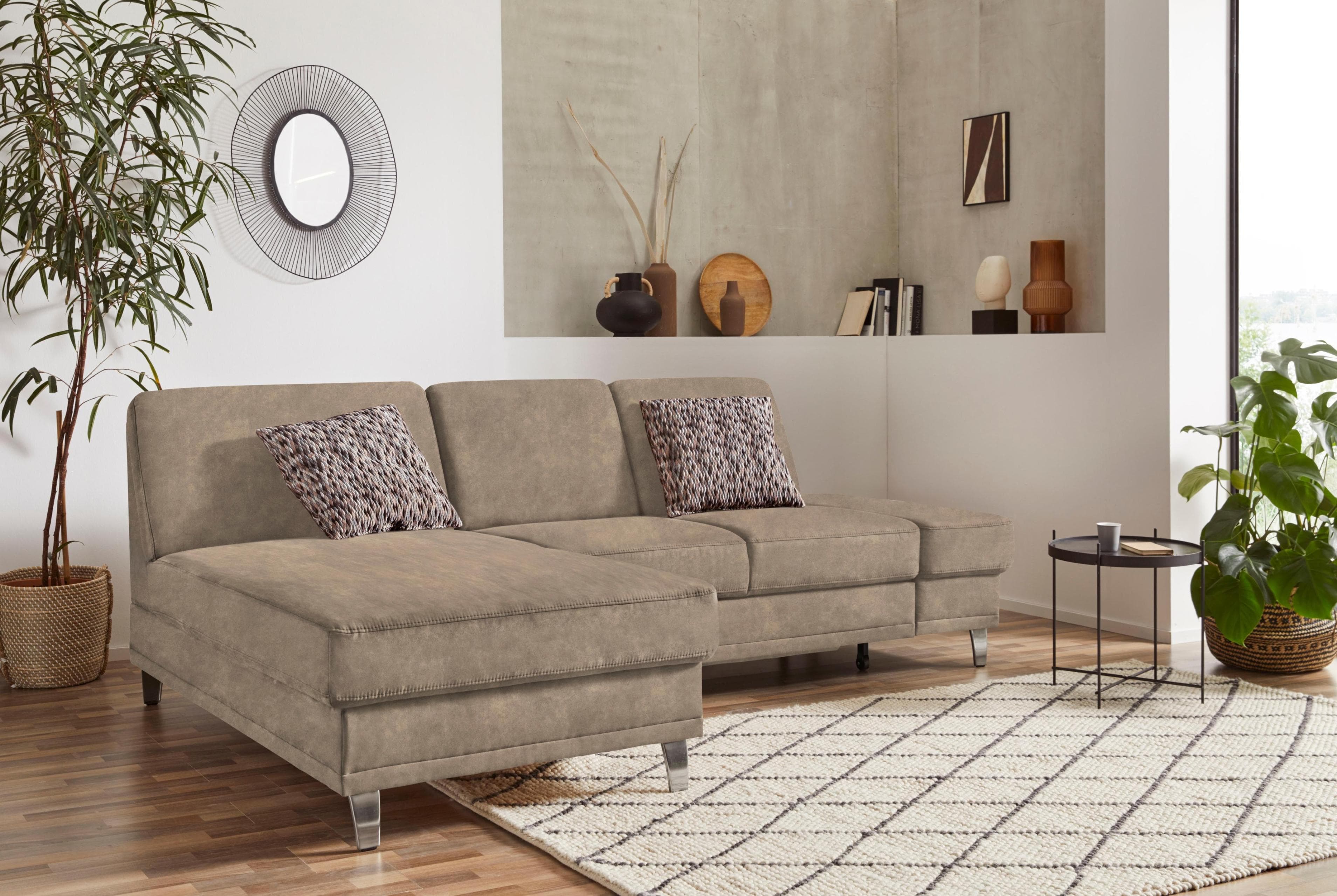 SIT & MORE Ecksofa Clio L-Form Beige Microfaser