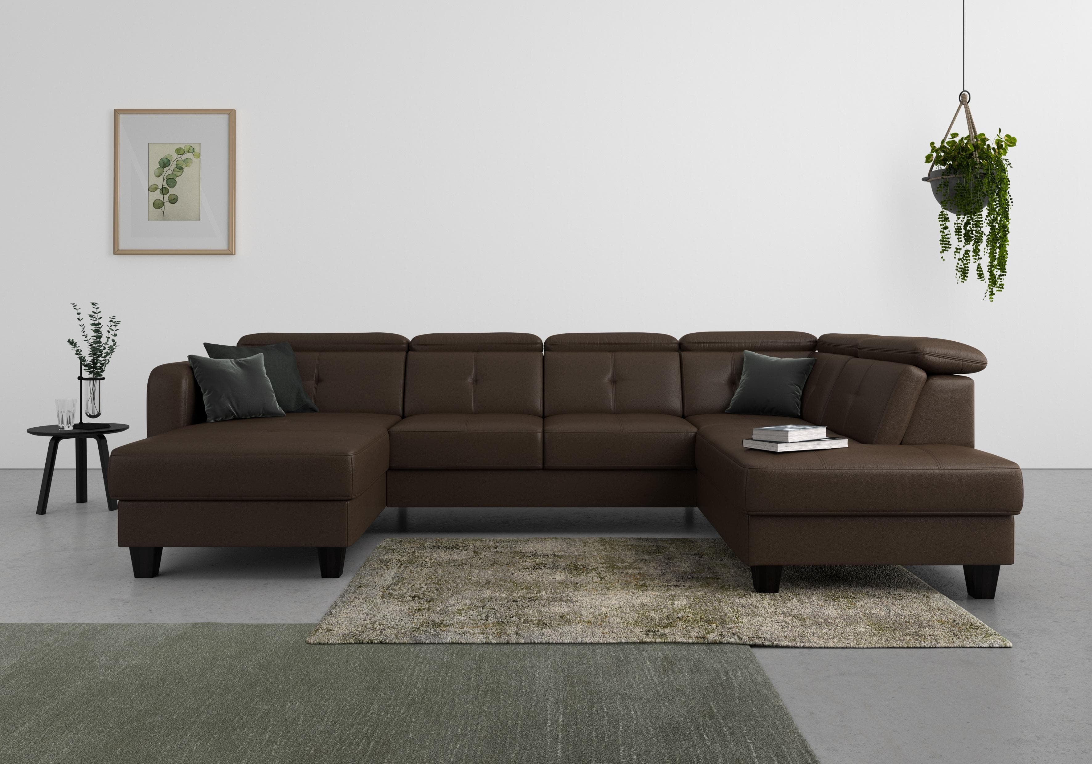 SIT & MORE Belluci U-Form Wohnlandschaft Mocca Microfaser
