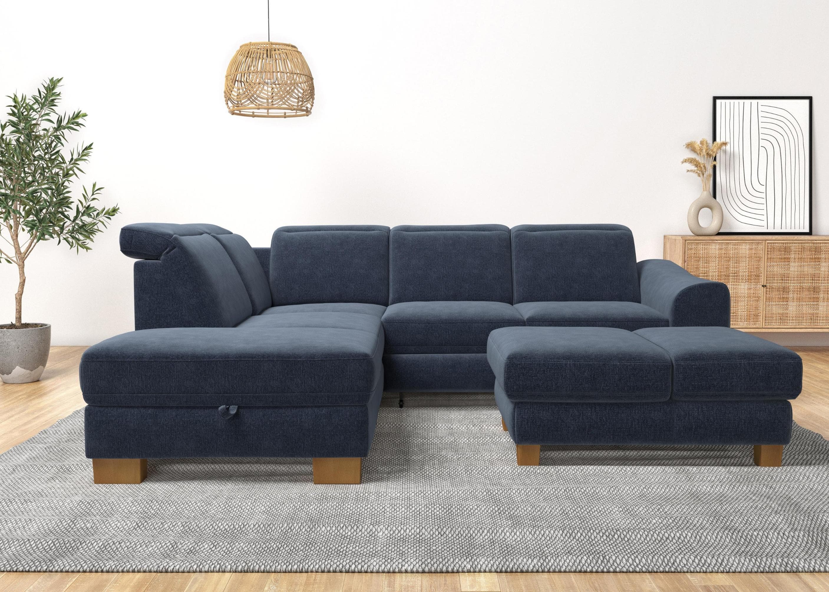 Home Affaire Ecksofa Dundee L-Form Grau Blau mit Bettfunktion