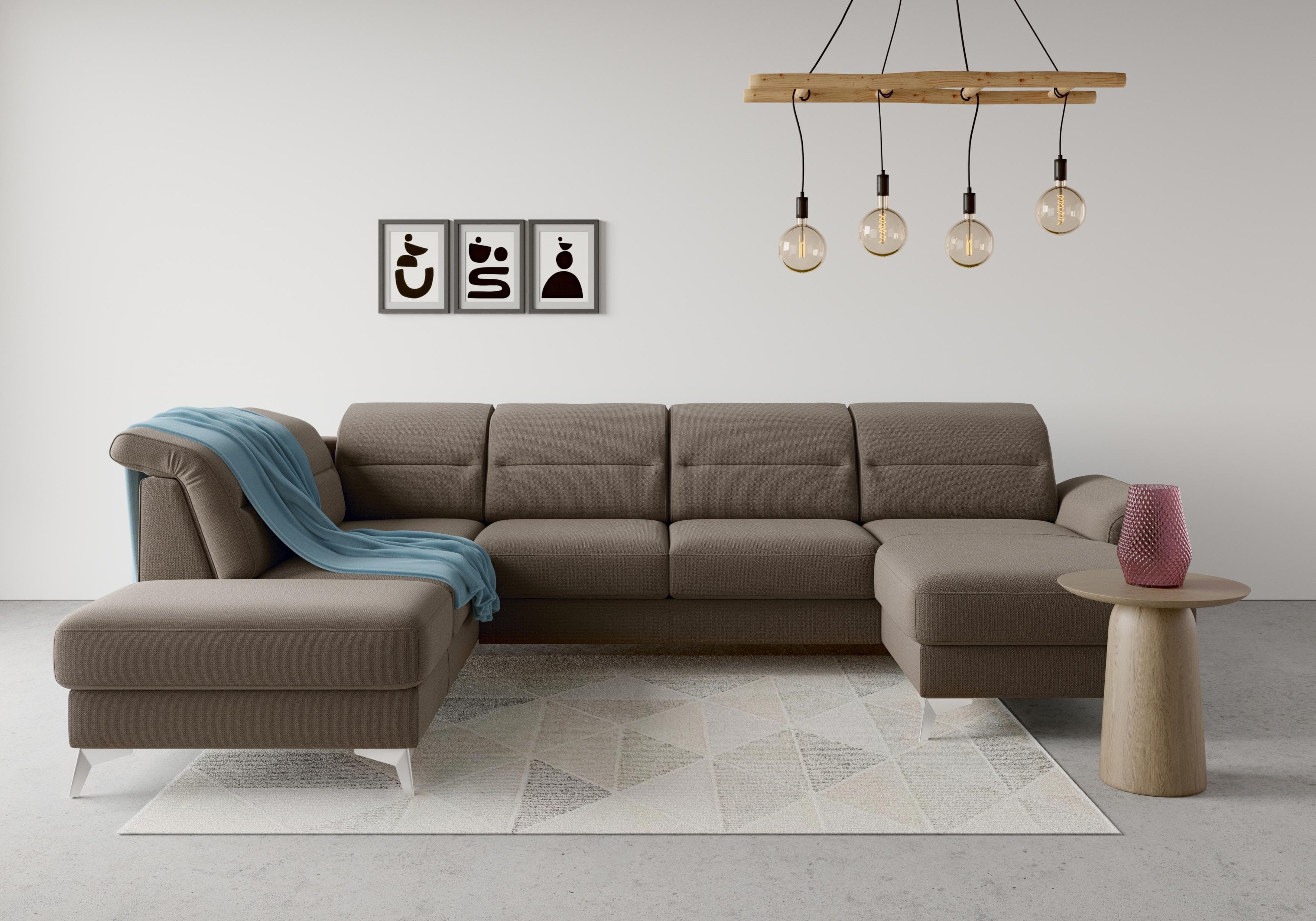 Moderne U-Form Wohnlandschaft in Grau
