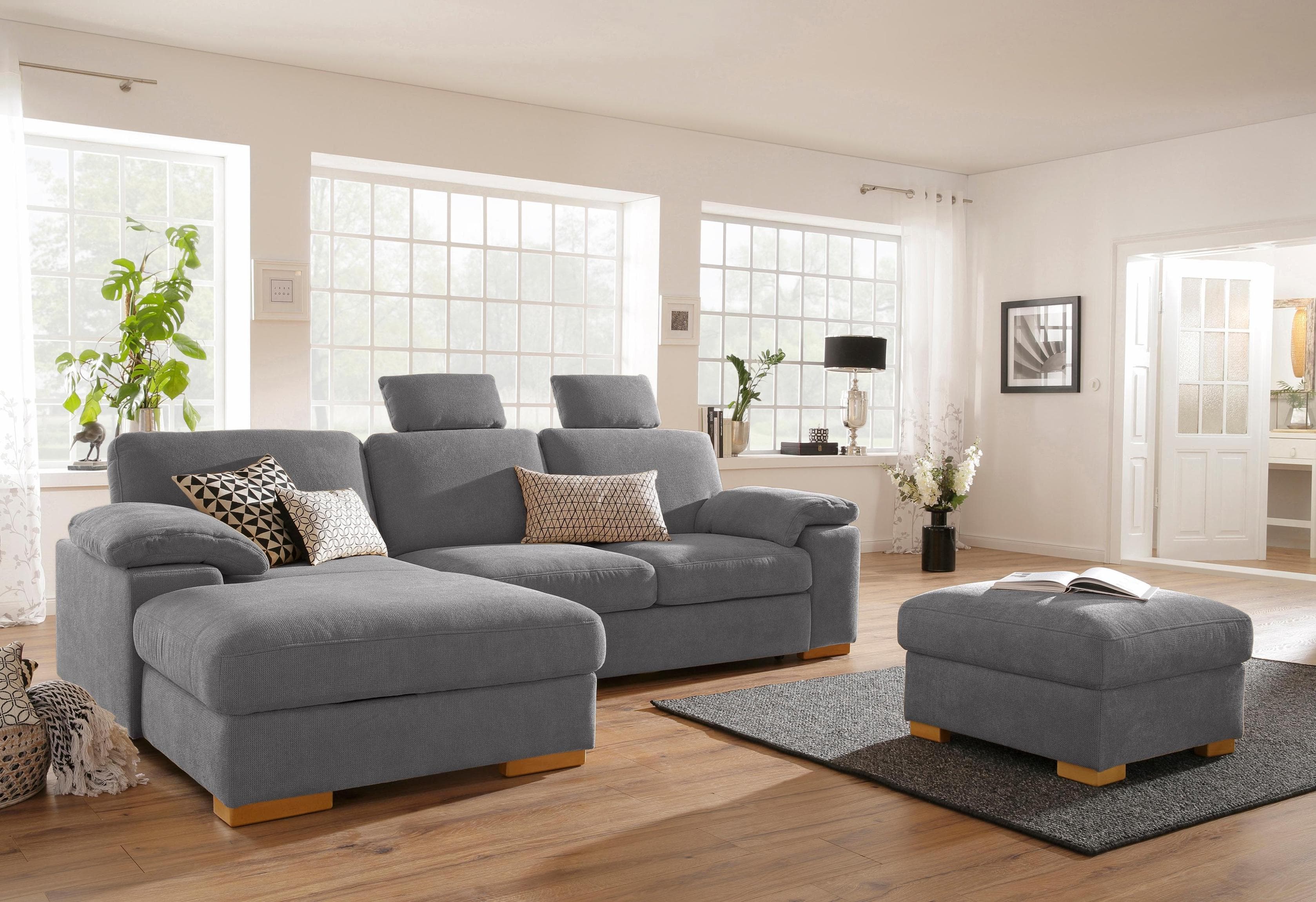 Home Affaire Ecksofa Ventura L-Form Grau mit Bettfunktion