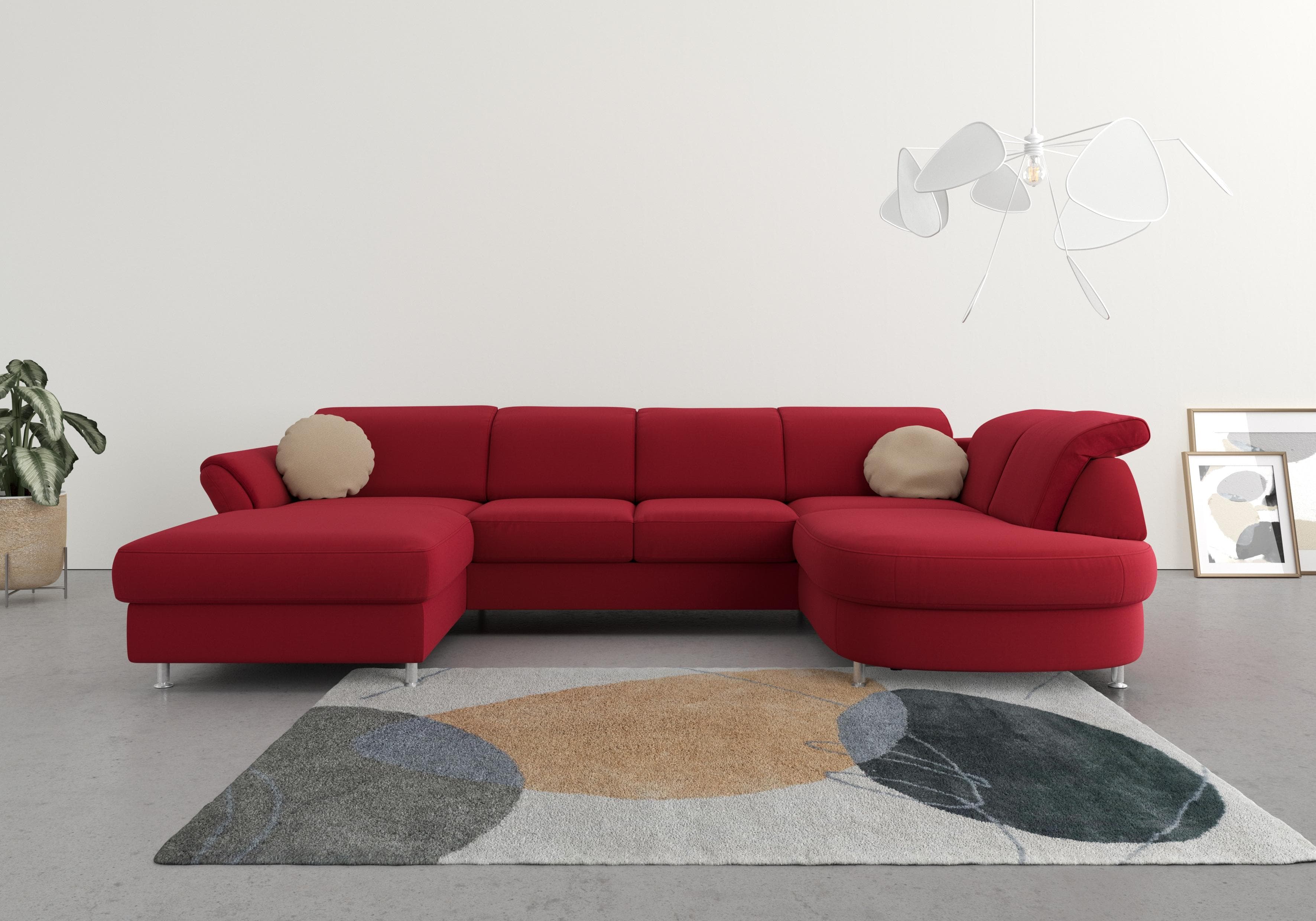 SIT & MORE Wohnlandschaft Apulia U-Form Rot Samtoptik