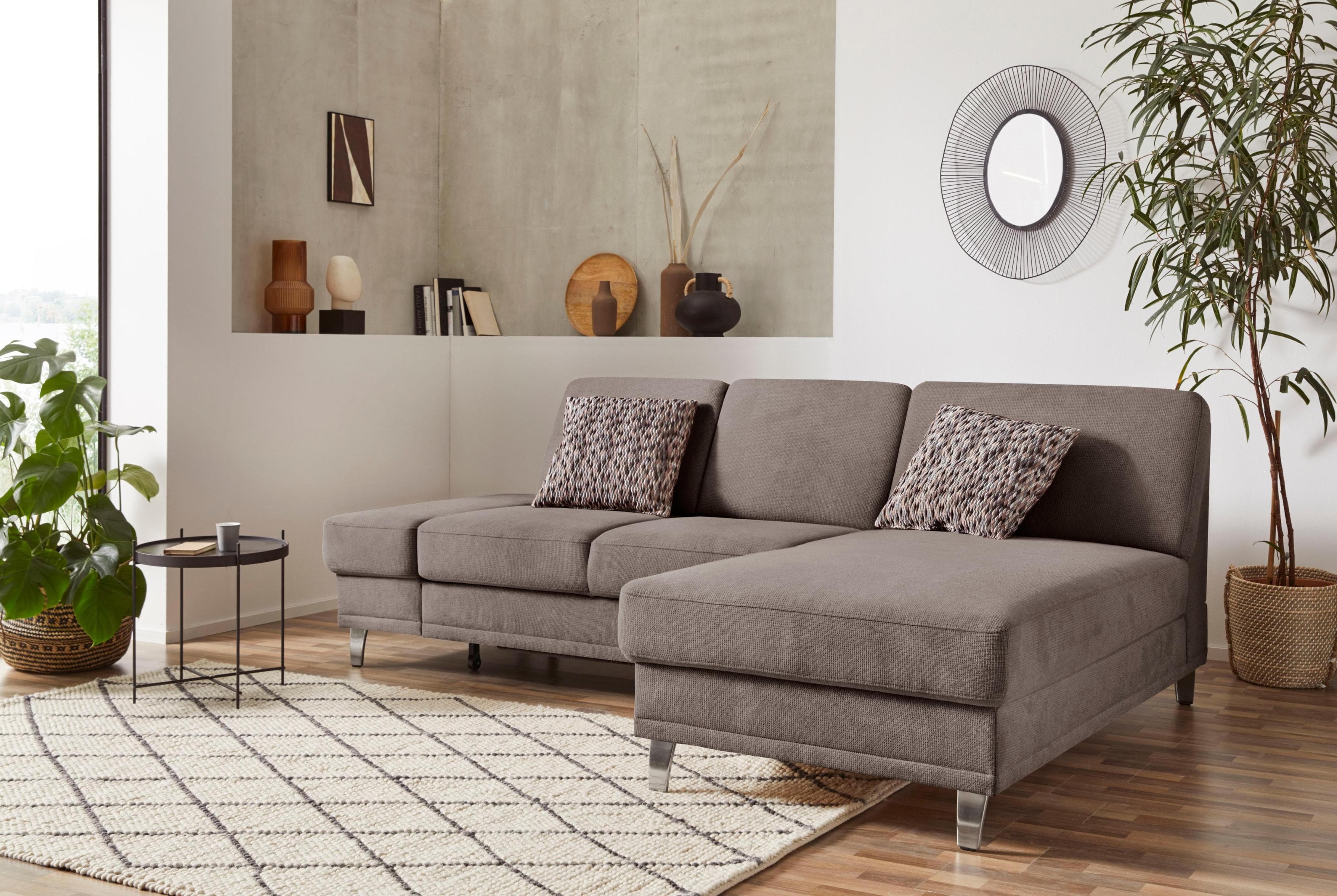 SIT & MORE Ecksofa Clio L-Form Taupe Microfaser