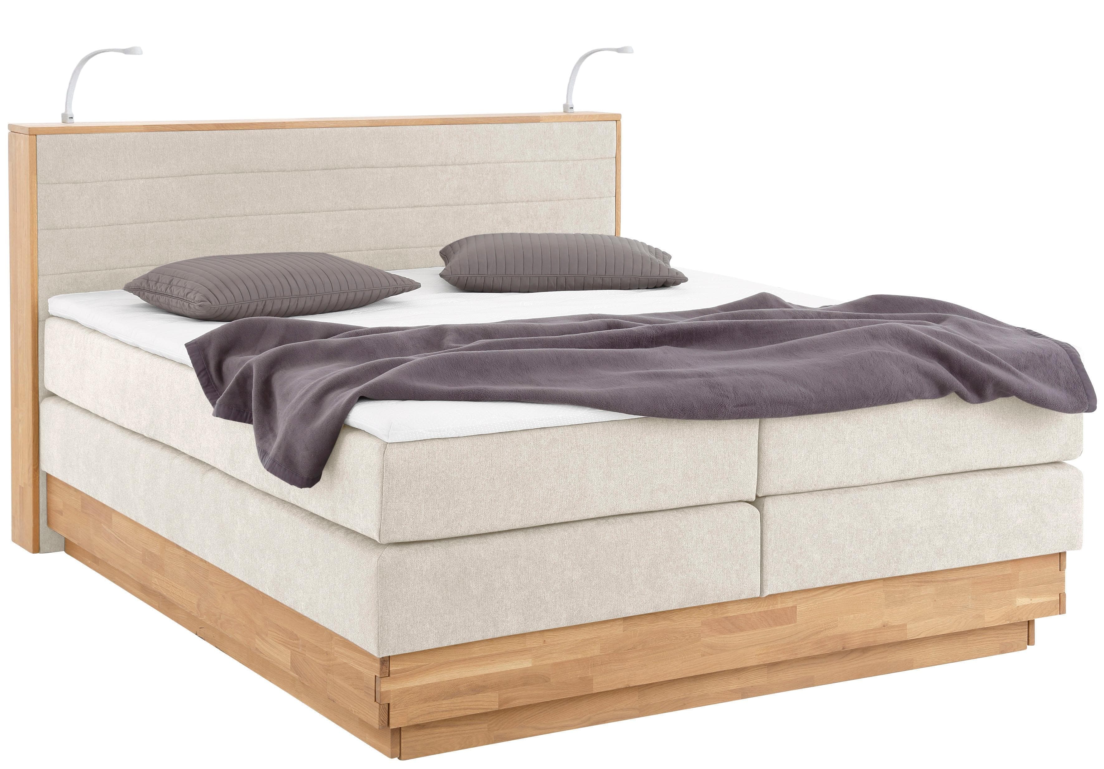 Home Affaire Boxspringbett Cavan Beige mit LED und Bettkasten