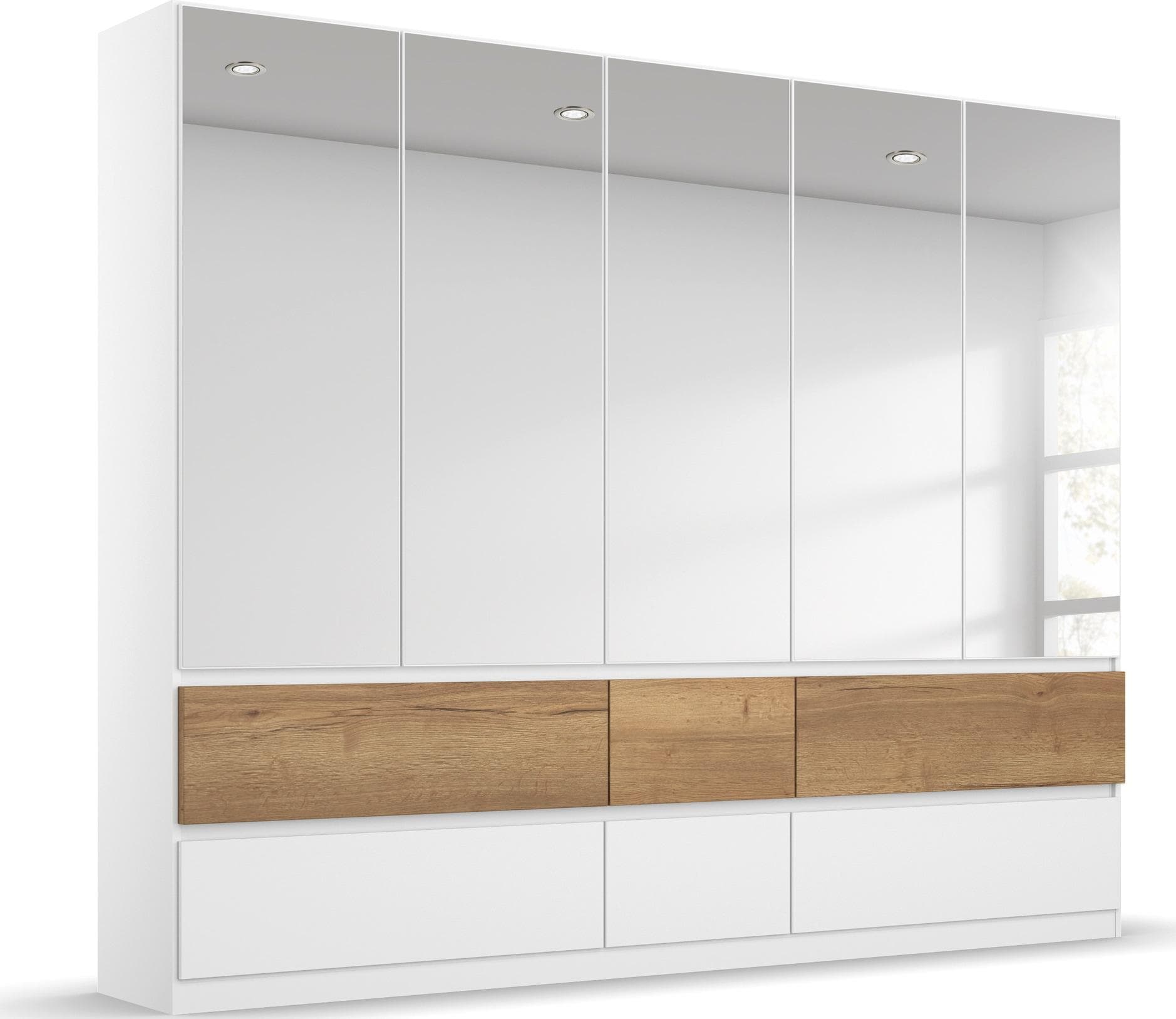 RAUCH Winnipeg Drehtürenschrank Weiß mit LED-Beleuchtung und Spiegeltüren