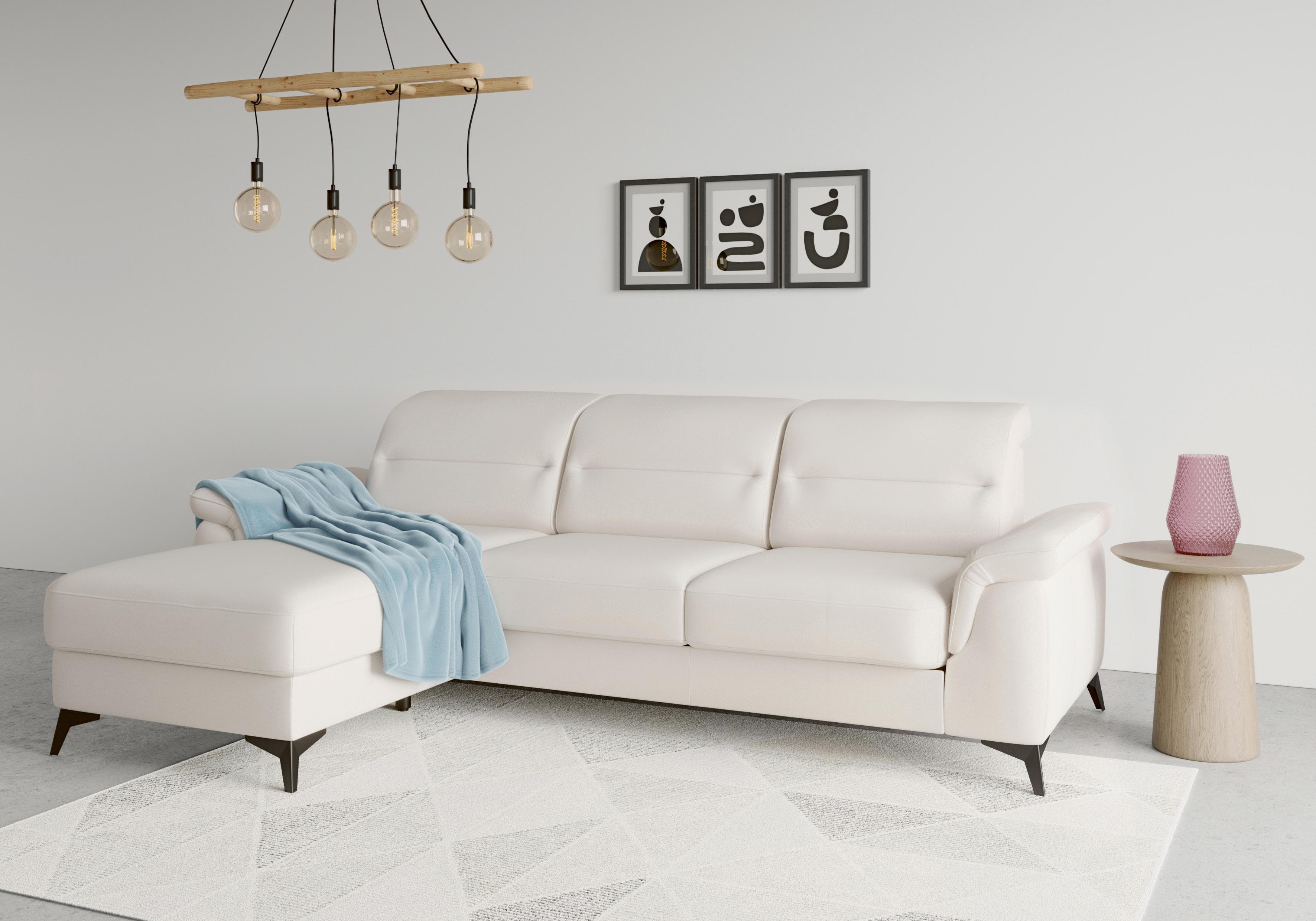 Ecksofa SIT & MORE Sinatra L-Form Creme mit Recamiere