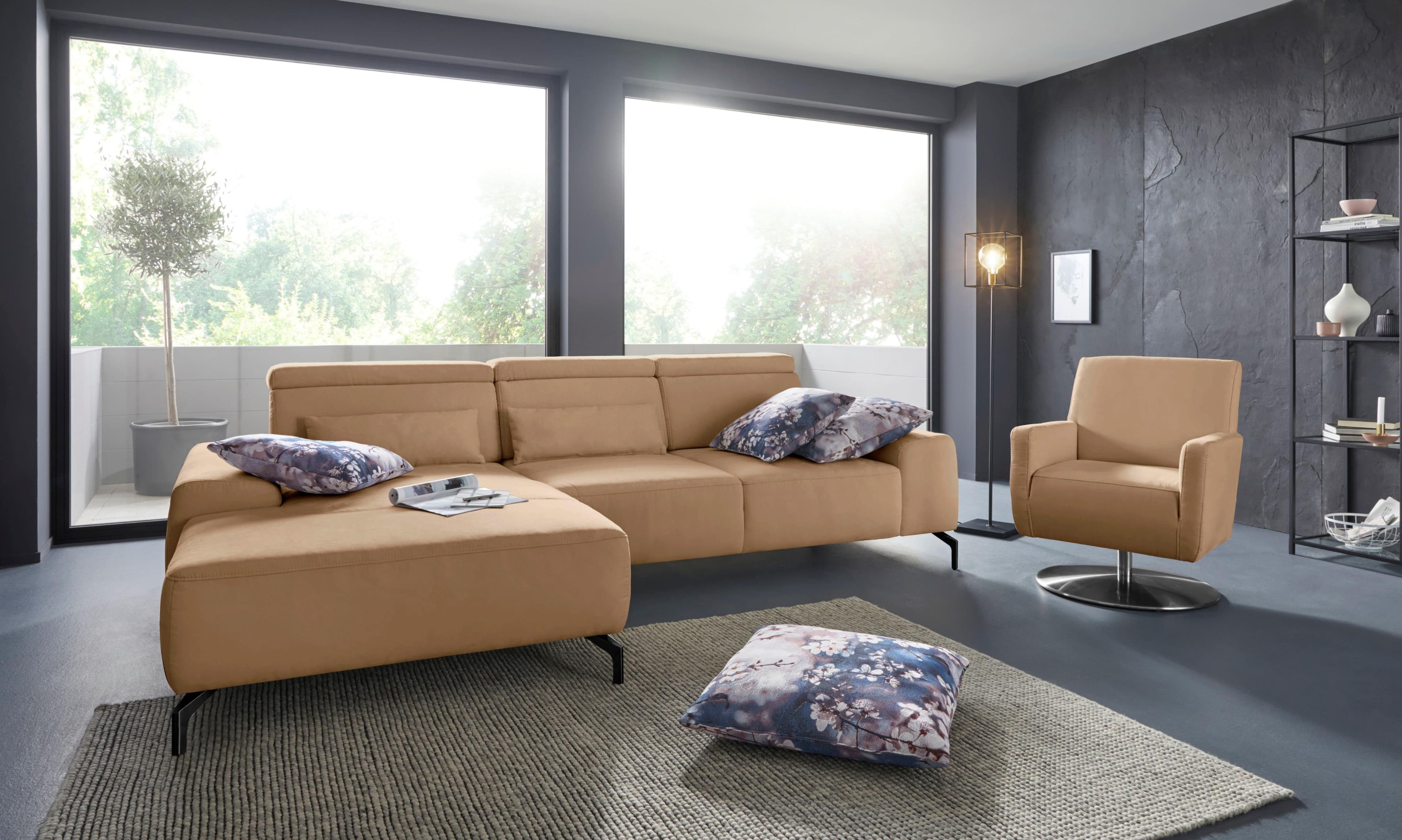 SIT & MORE Ecksofa Gizeh L-Form braun mit Verstellung