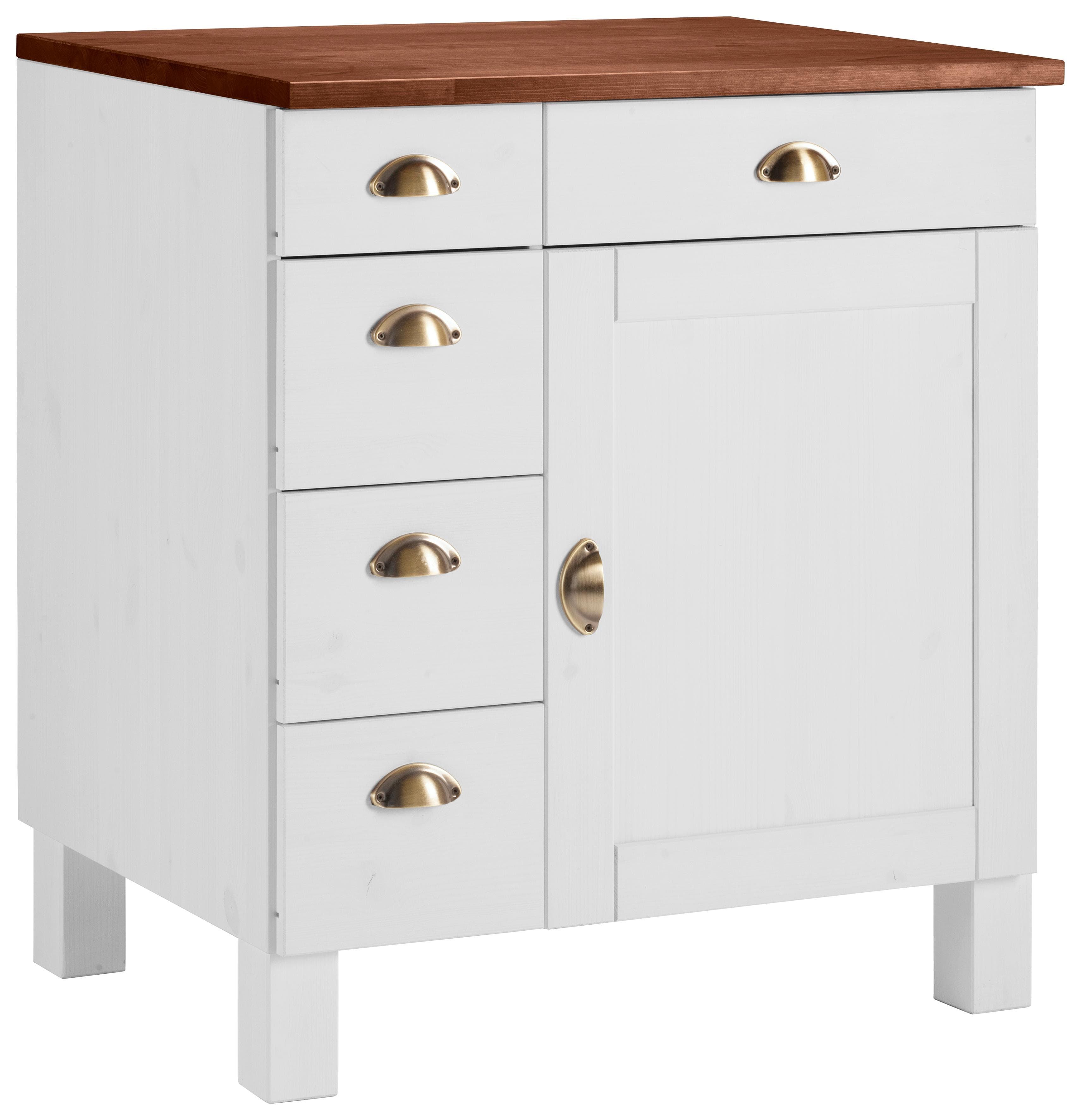HOME AFFAIRE Oslo Unterschrank Massivholz Kiefer Beige Gelb 75cm