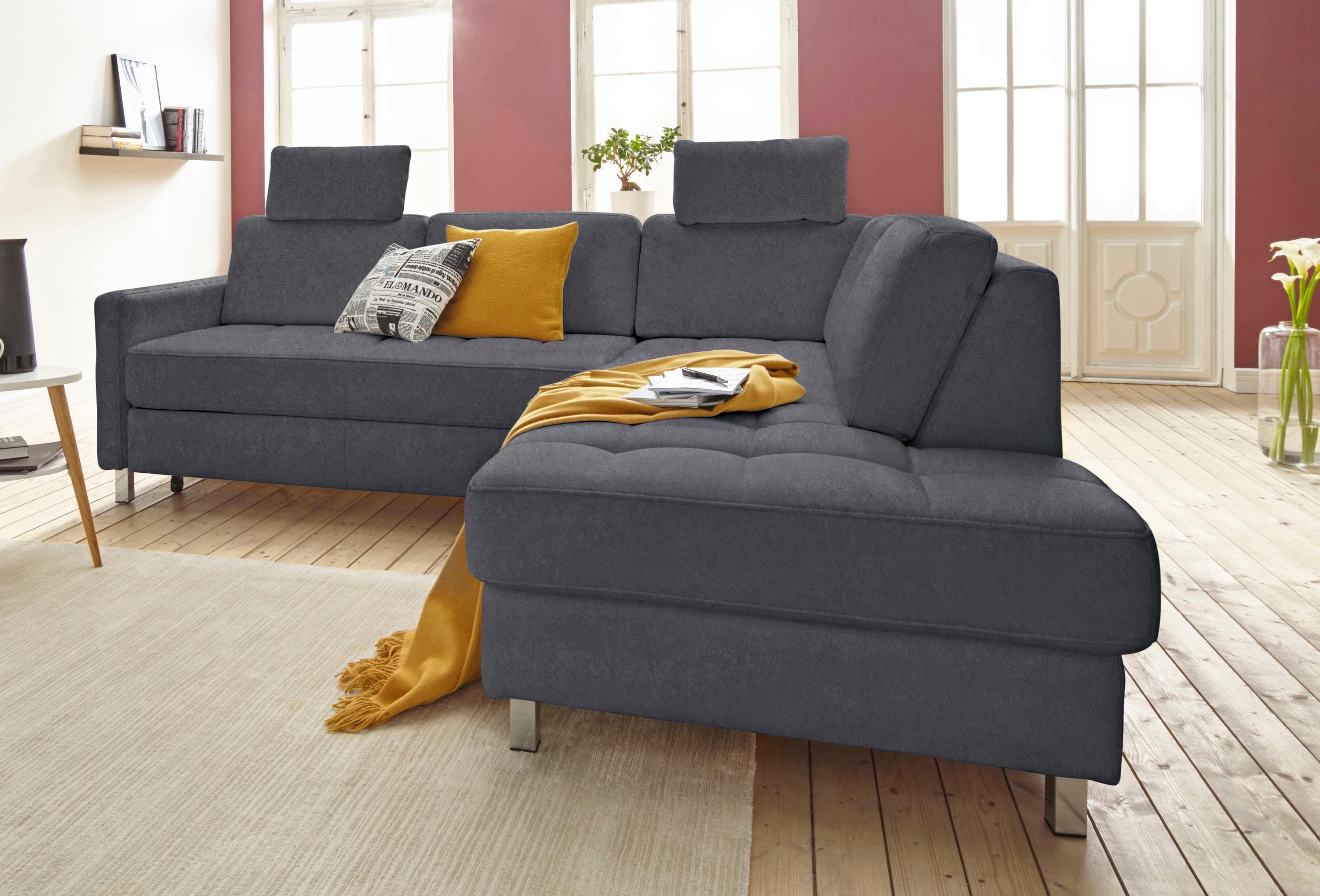 Ecksofa SIT & MORE Pablo L-Form Dunkelgrau mit Bettfunktion