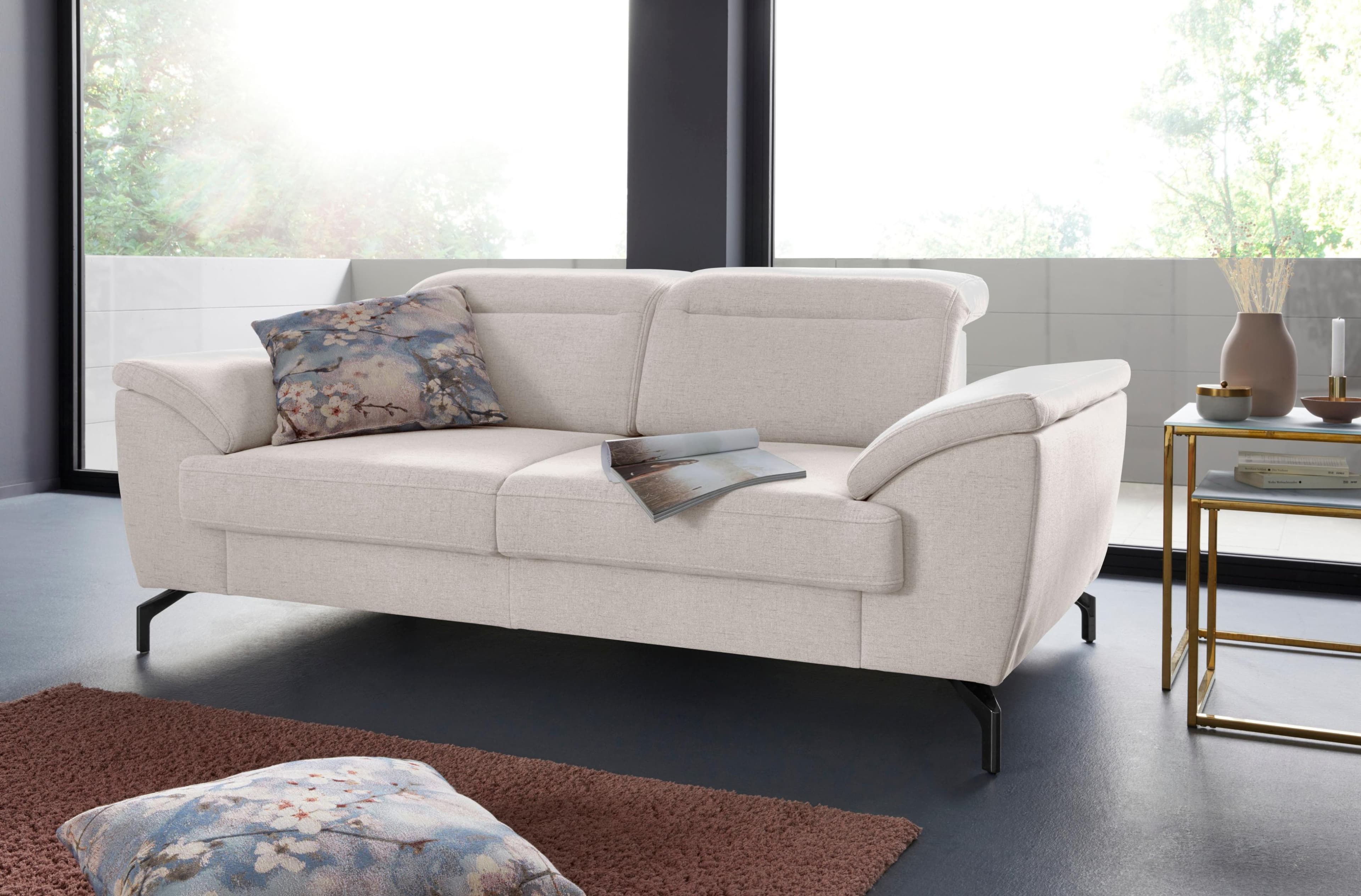 SIT & MORE Percy 2-Sitzer Sofa Beige mit Sitztiefenverstellung