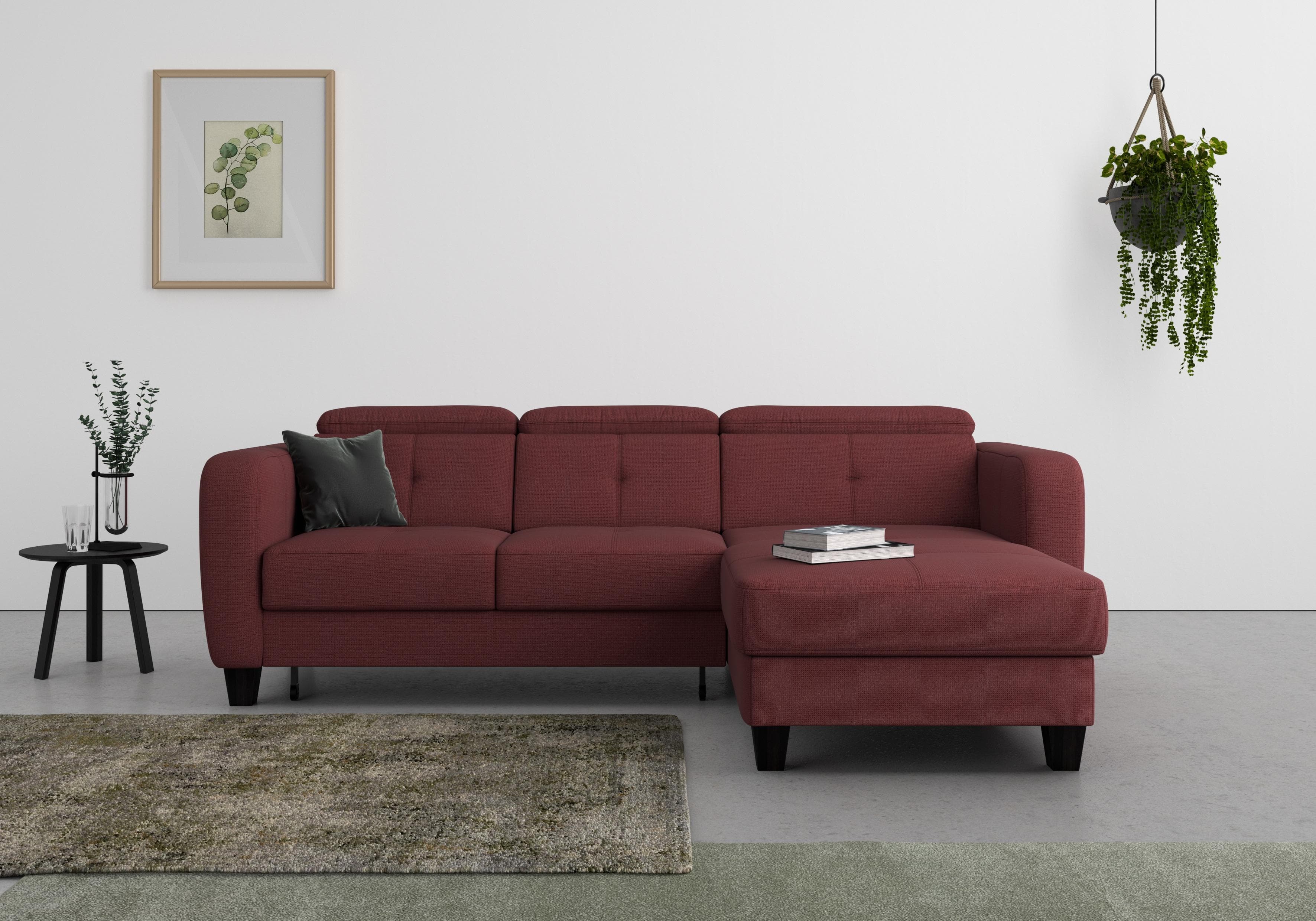 SIT & MORE Ecksofa Belluci L-Form mit Bettfunktion lila