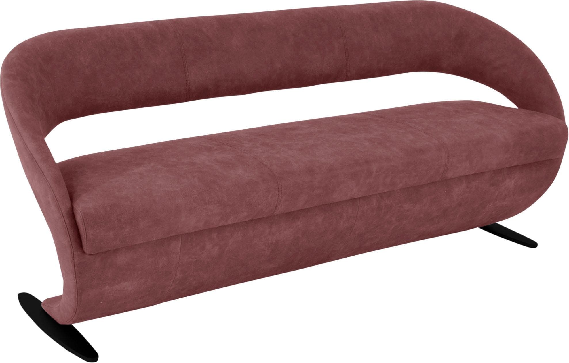 K+W Polsterbank Wave Bordeaux Microfaser Geschwungene Optik