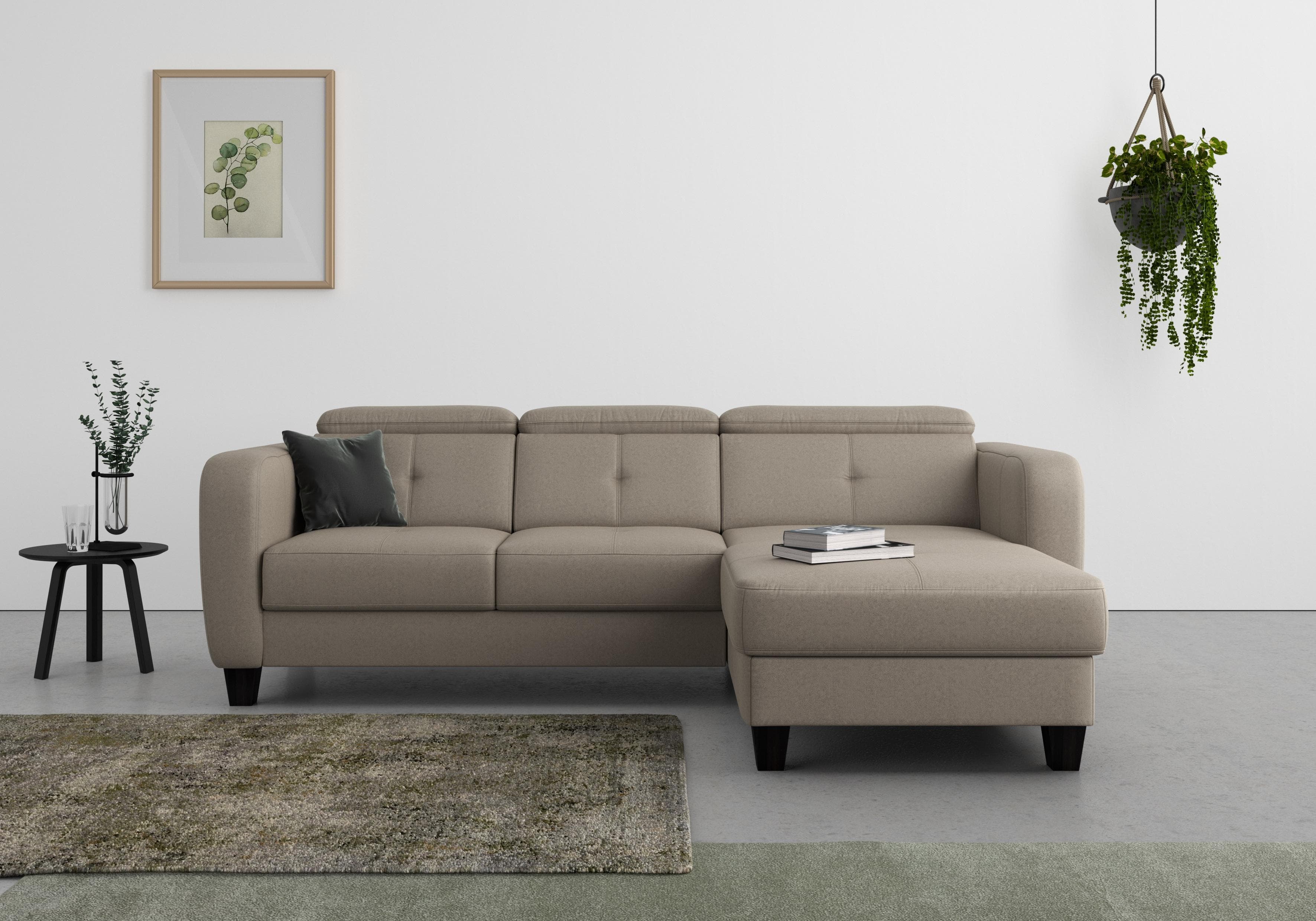 SIT & MORE Ecksofa Belluci L-Form Braun Microfaser