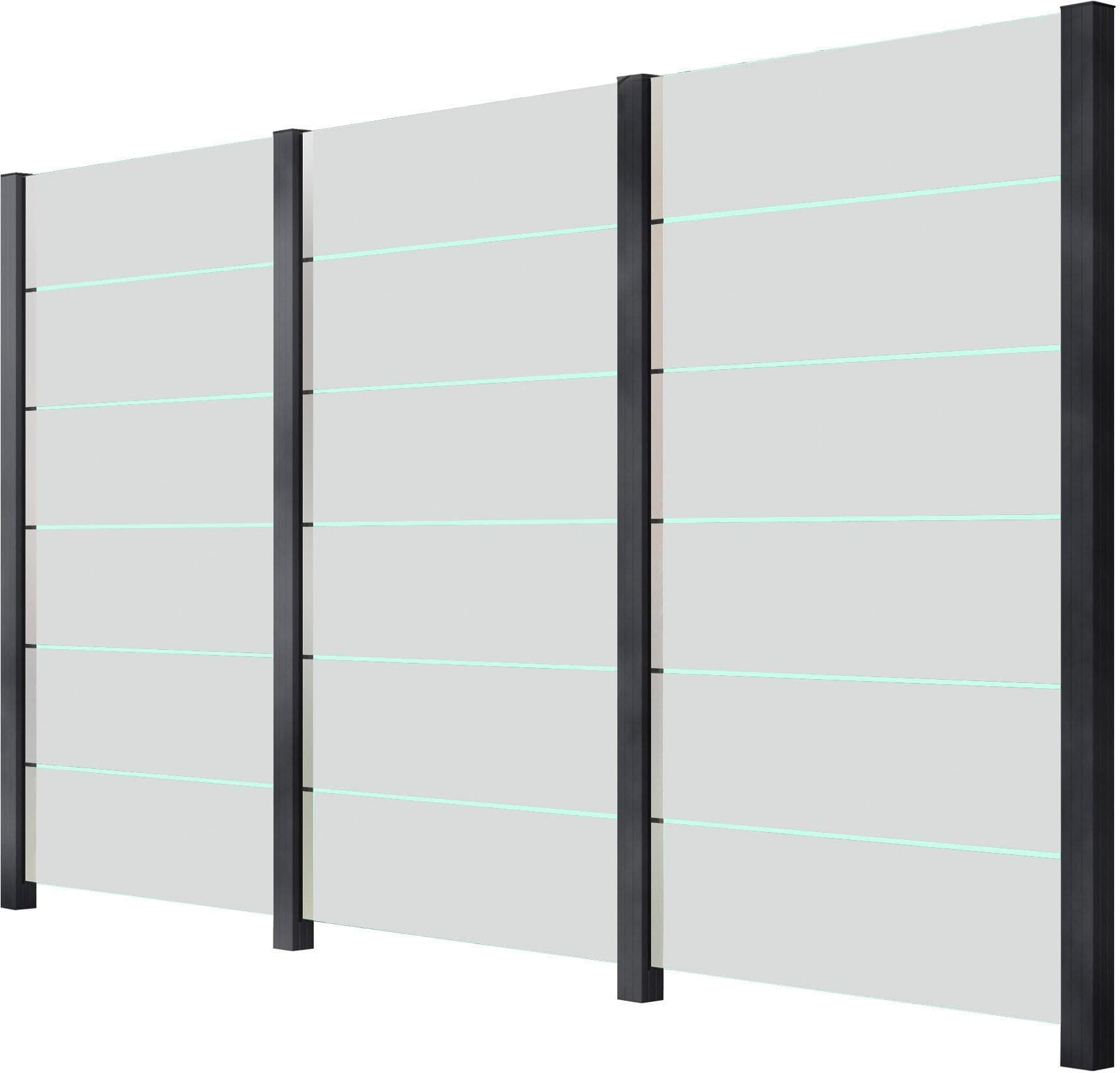 Zaun STAKET PRO Anthrazit Glaszaun 3,36 m