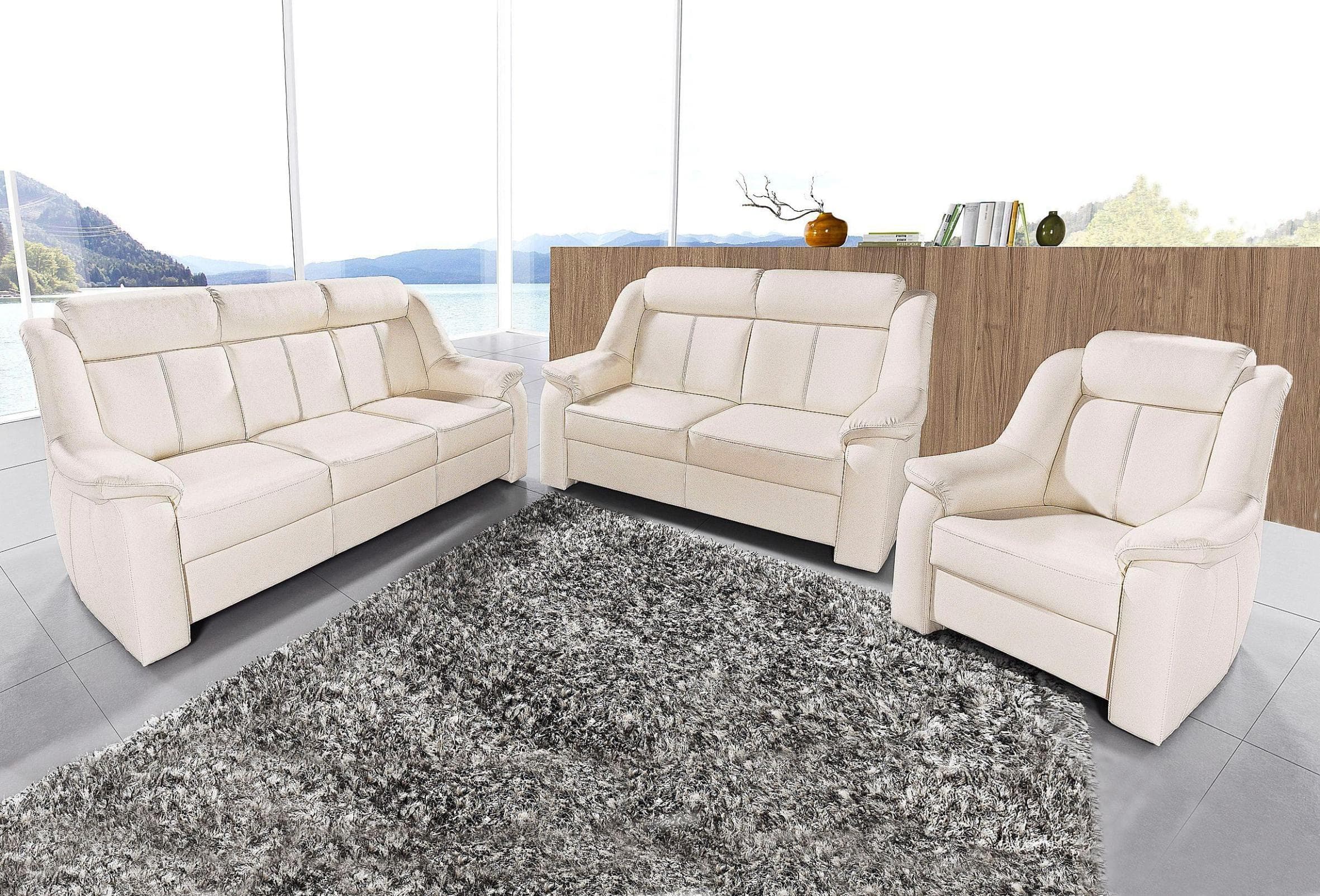 Polstergarnitur SIT & MORE Basel 3-teilig Beige Microfaser