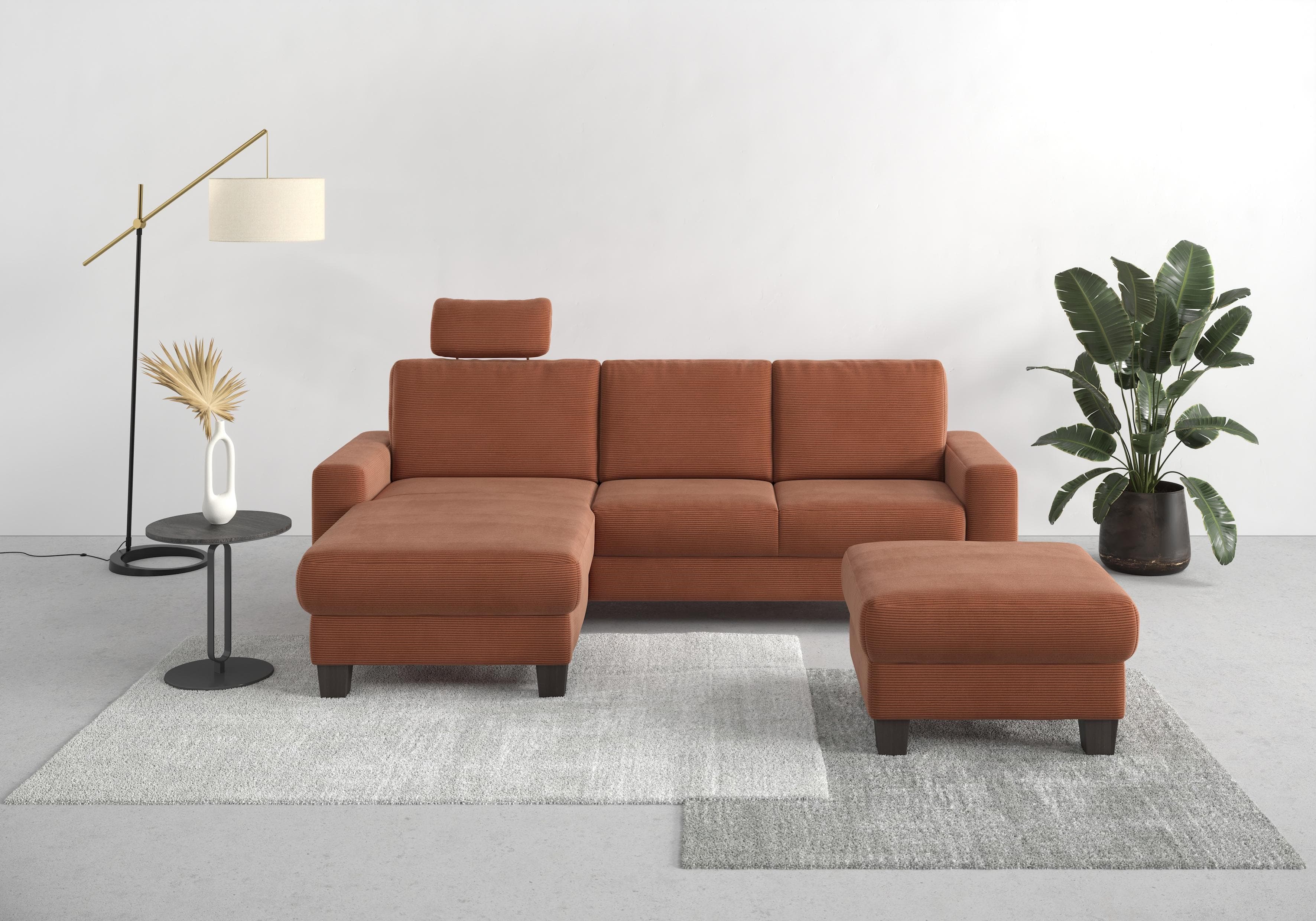 Ecksofa in Rosa und Kupfer