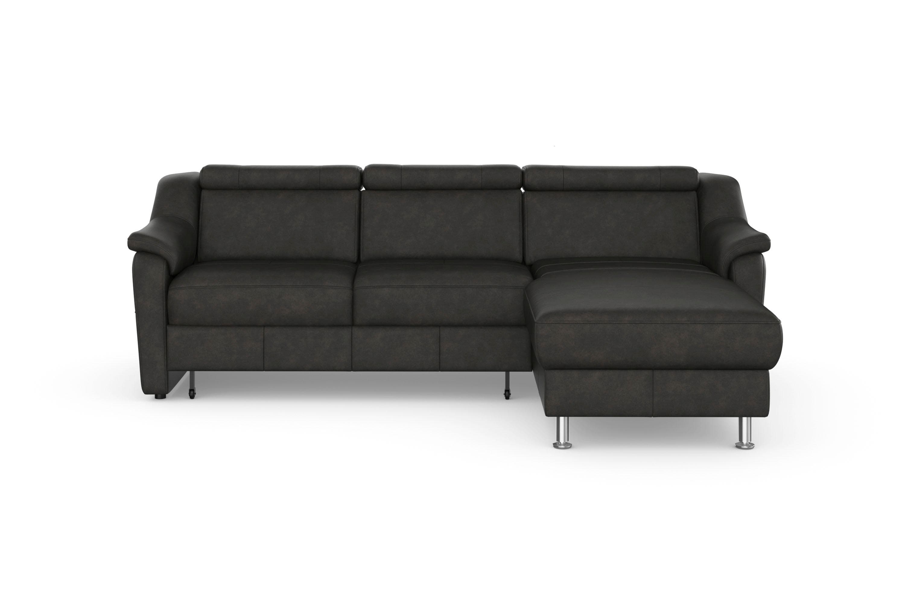 SIT & MORE Ecksofa Freetown L-Form Anthrazit mit Kopfteilverstellung