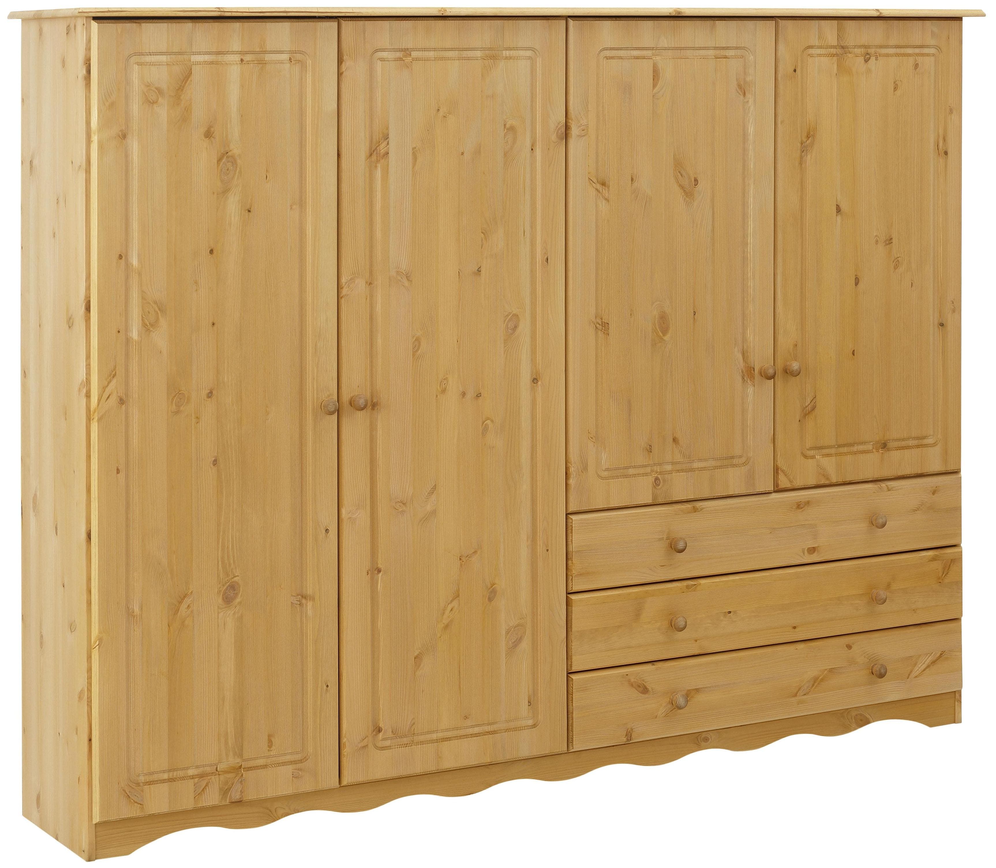HOME AFFAIRE Wäscheschrank Minik Massivholz Beige 4 Türen