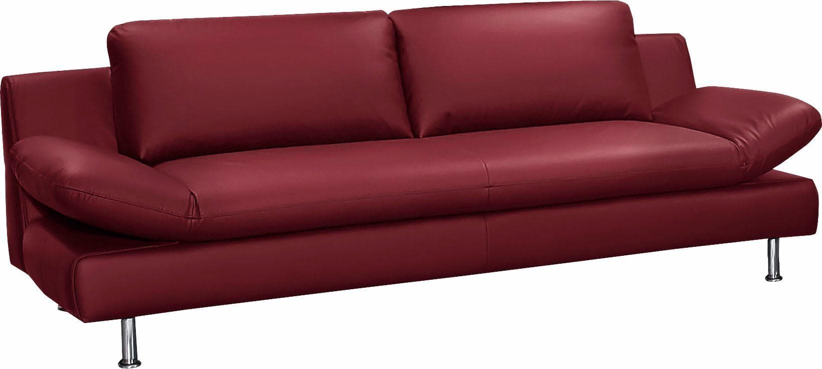 Places of Style Redding 3-Sitzer Sofa Rot Echtes Leder Verstellbare Armlehnen