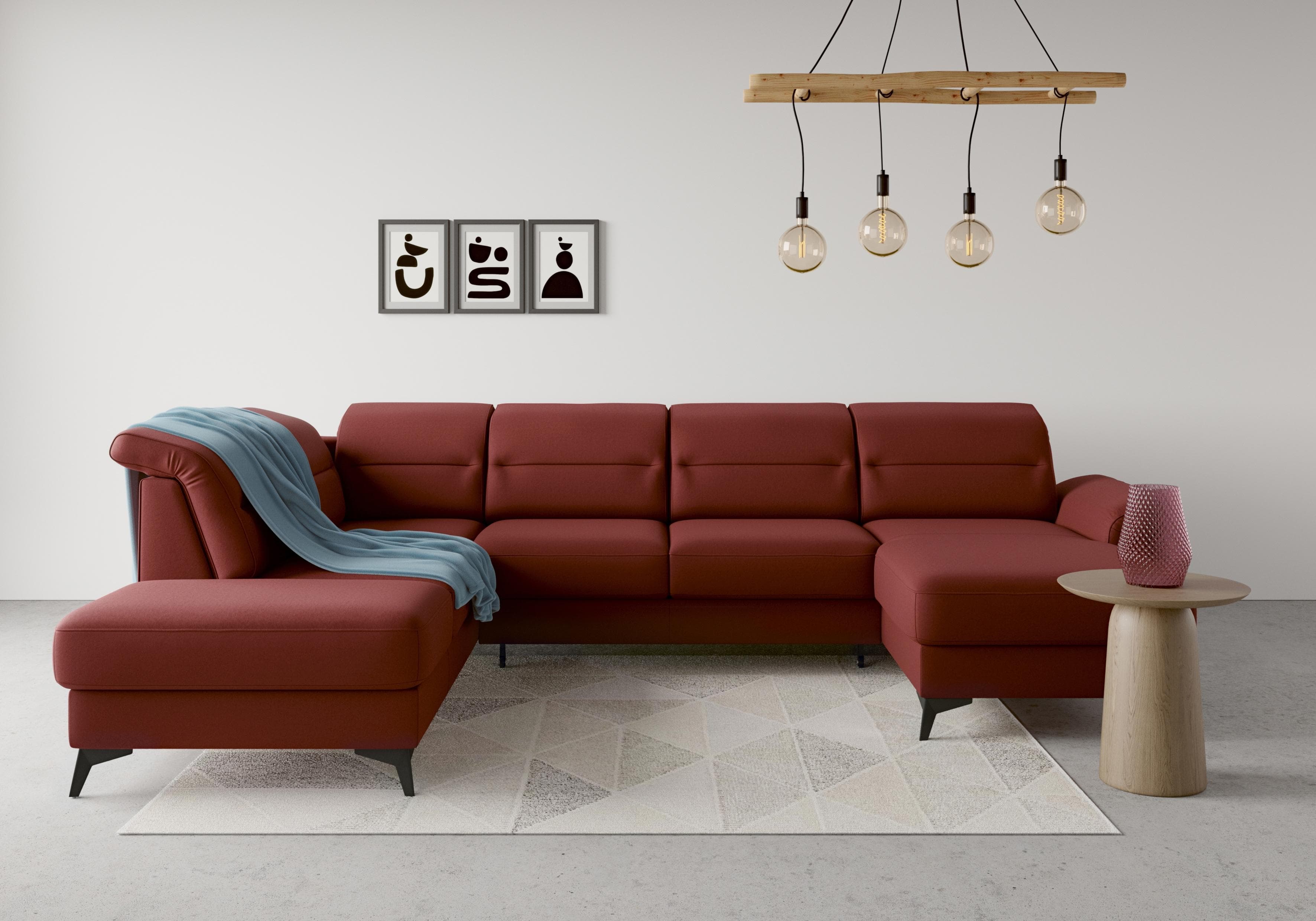 Wohnlandschaft SIT & MORE Sinatra U-Form Bordeauxrot