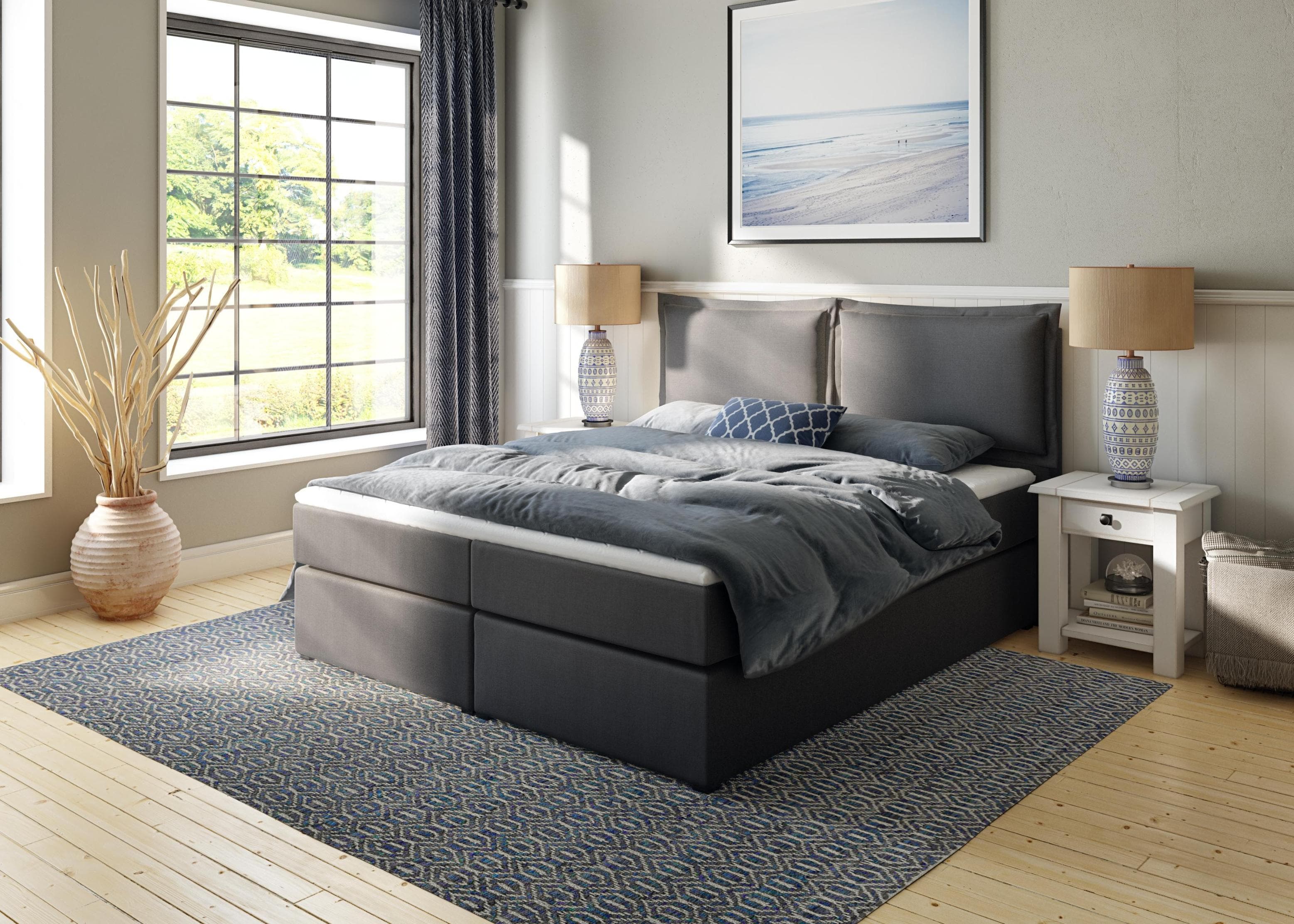 HOME AFFAIRE Lysann Boxspringbett Anthrazit 5-fach verstellbar