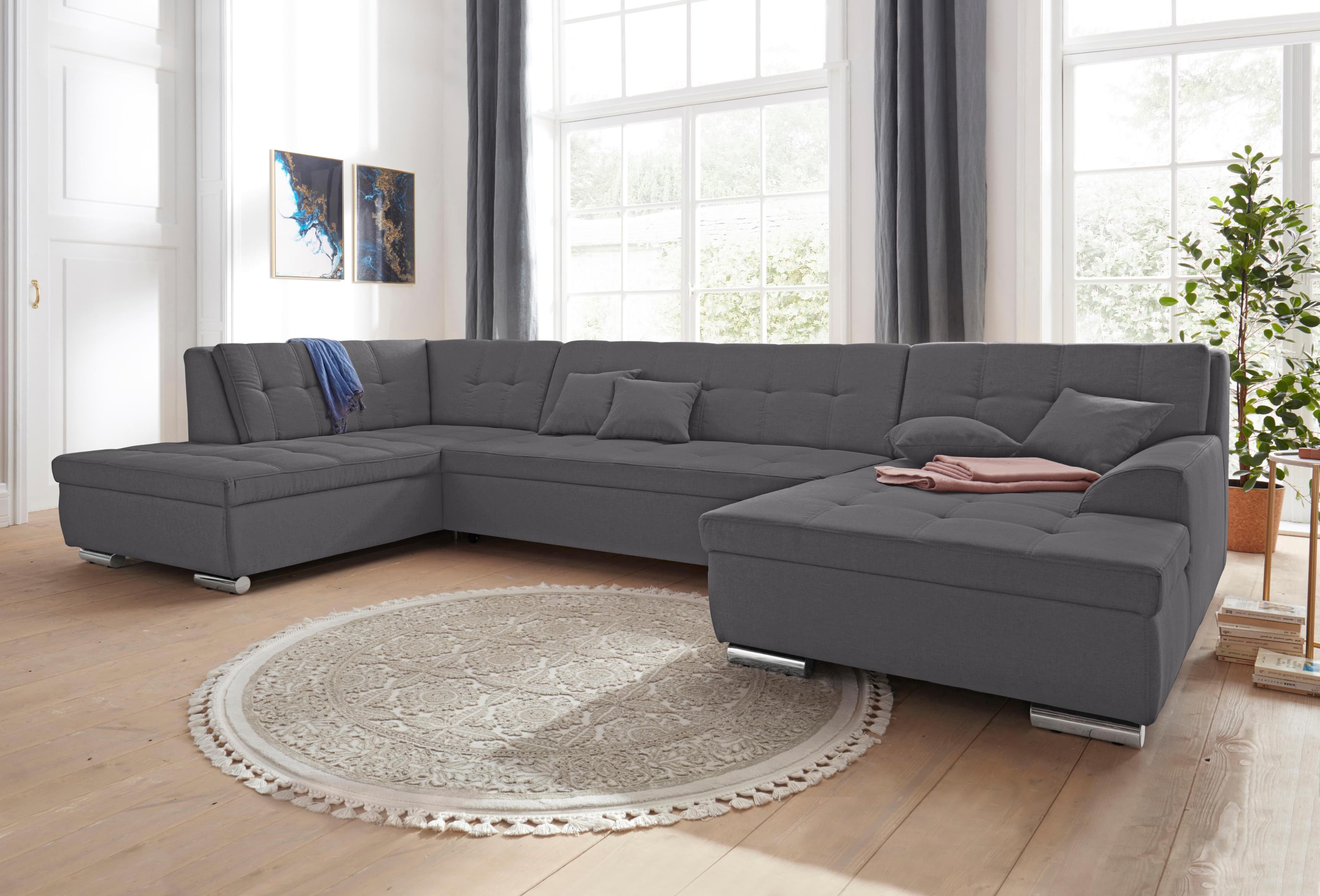 U-förmige Wohnlandschaft mit Bettfunktion & flexibler Aufstellung