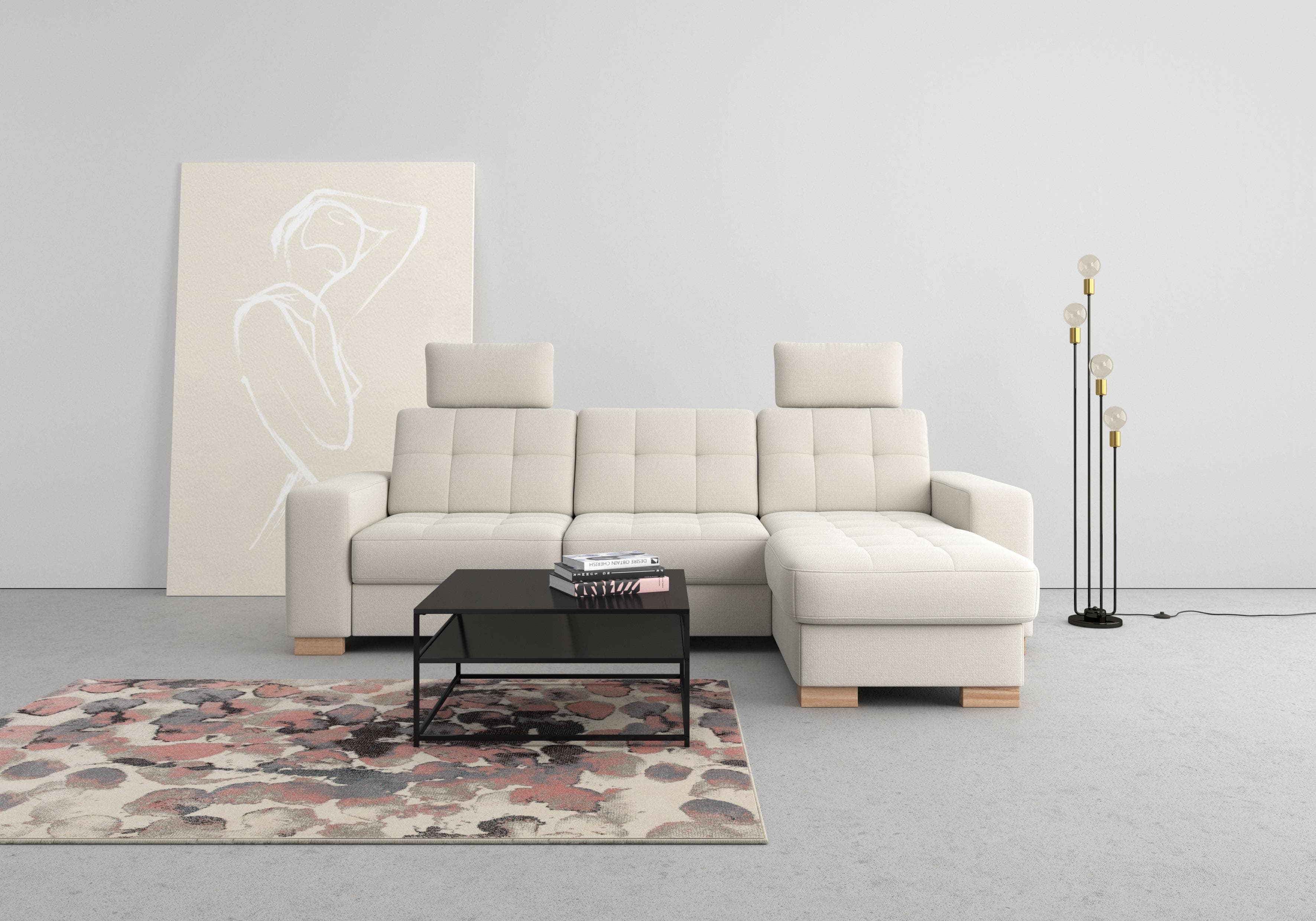 SIT & MORE Ecksofa Quincy L-Form Beige Luxus-Microfaser