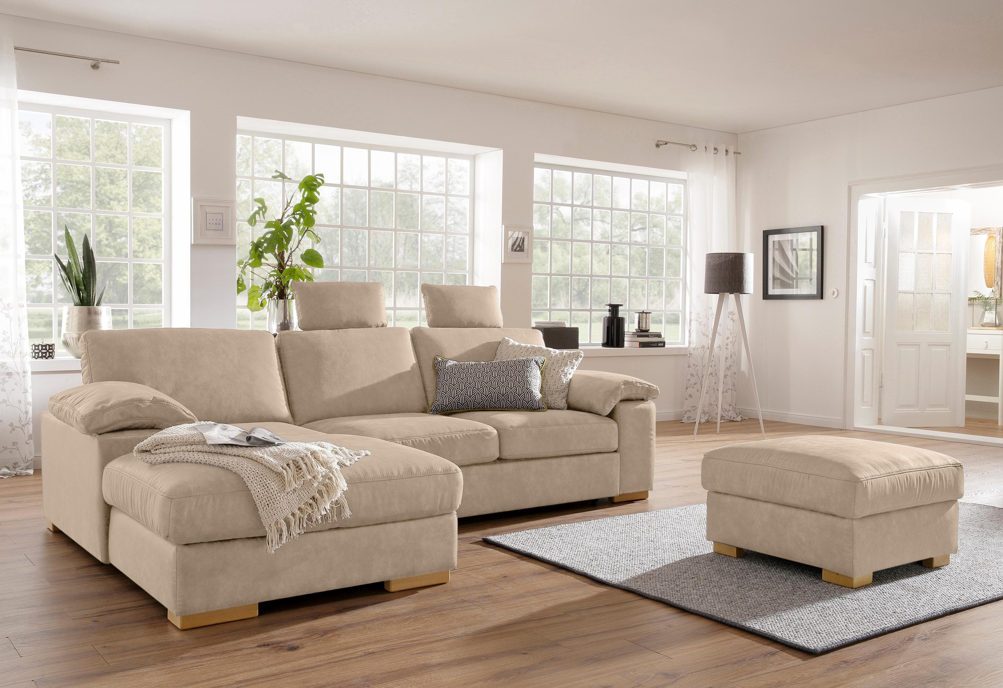 Home Affaire Ecksofa Ventura L-Form Beige mit Bettfunktion