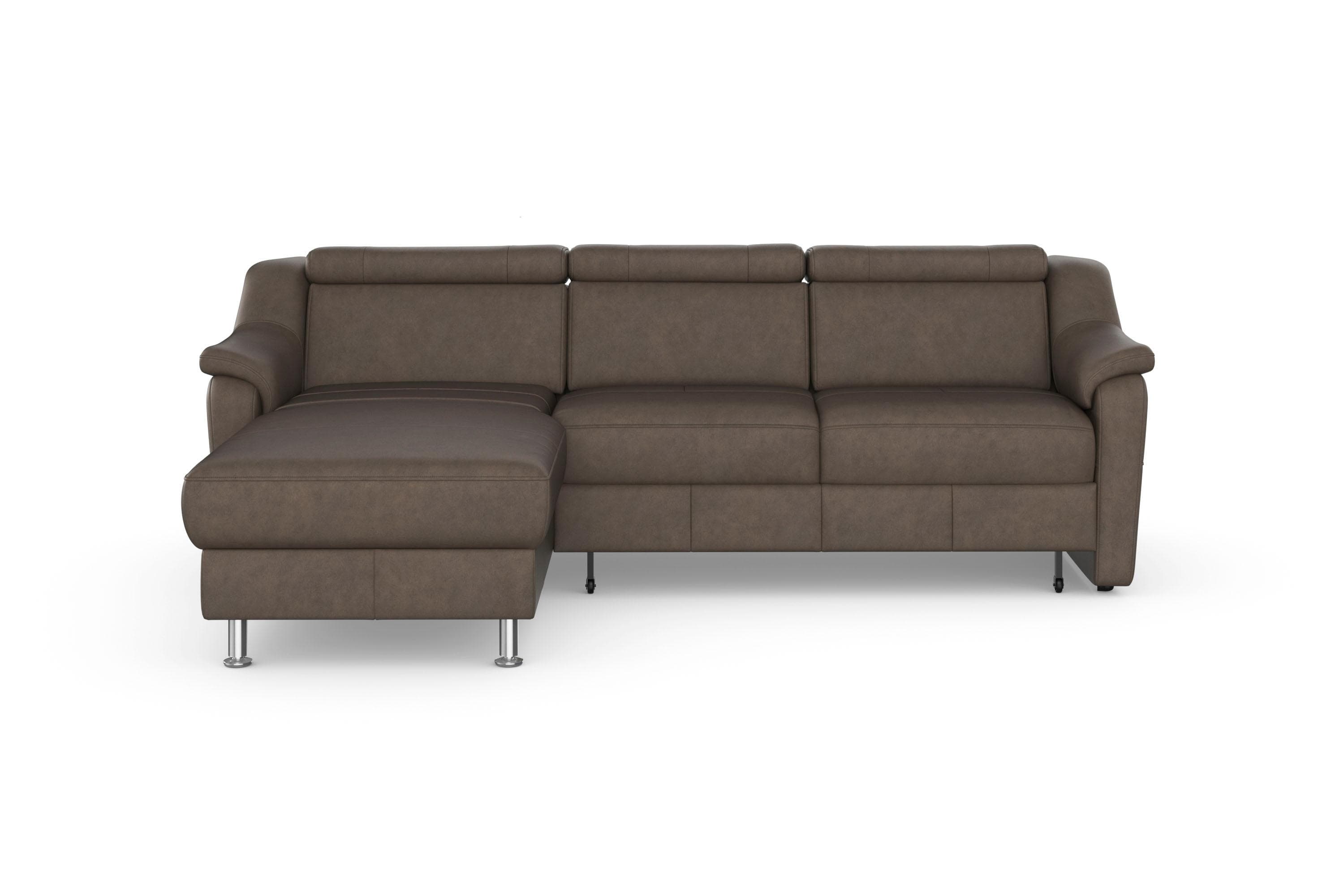 Ecksofa SIT & MORE Freetown L-Form Taupe mit Recamiere und Kopfteilverstellung