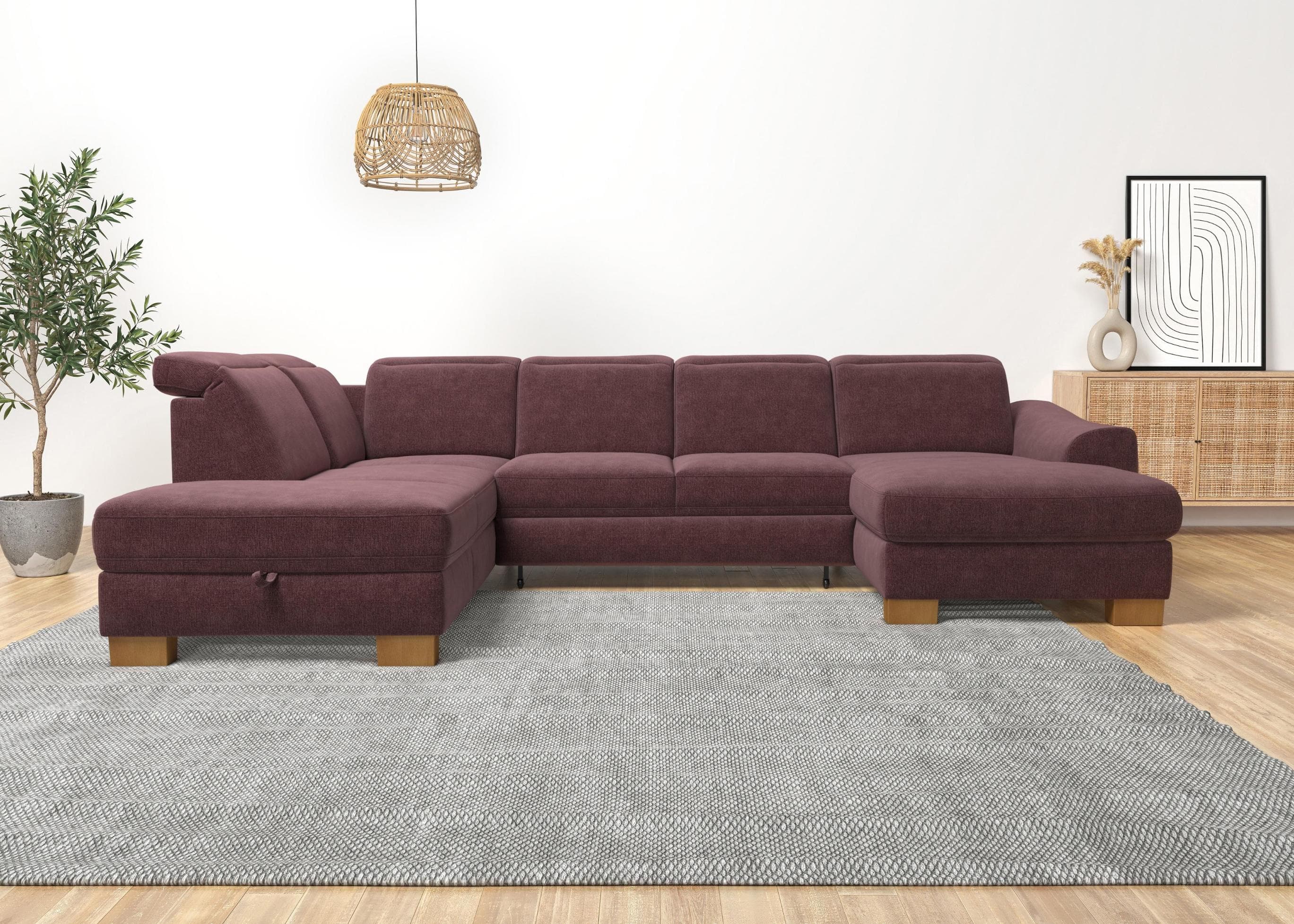 Home Affaire Dundee U-Form Wohnlandschaft Flieder mit Bettfunktion