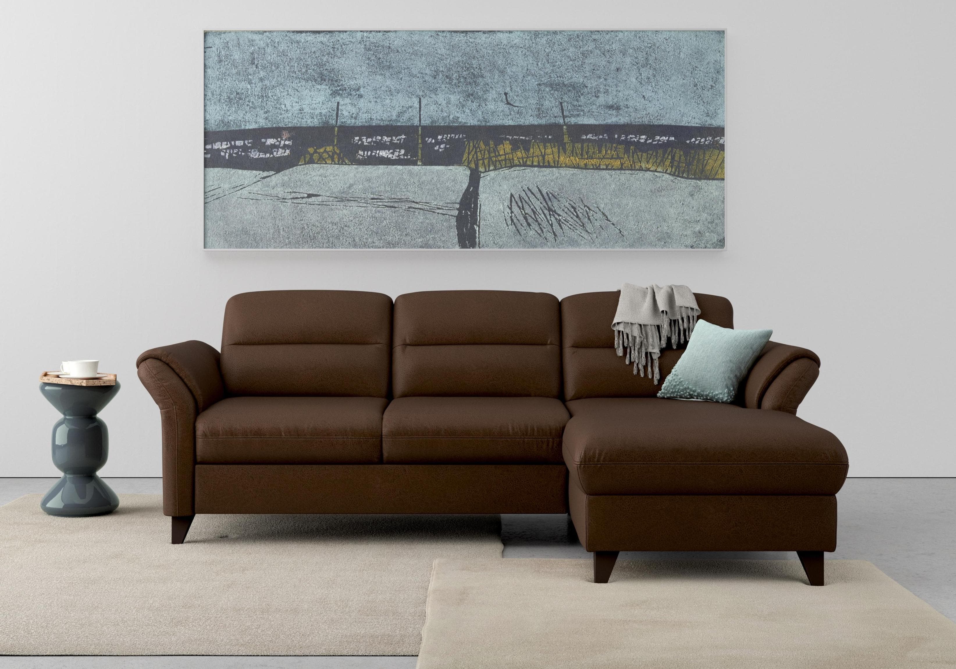 SIT & MORE Ecksofa Mellum L-Form Dunkelbraun Microfaser