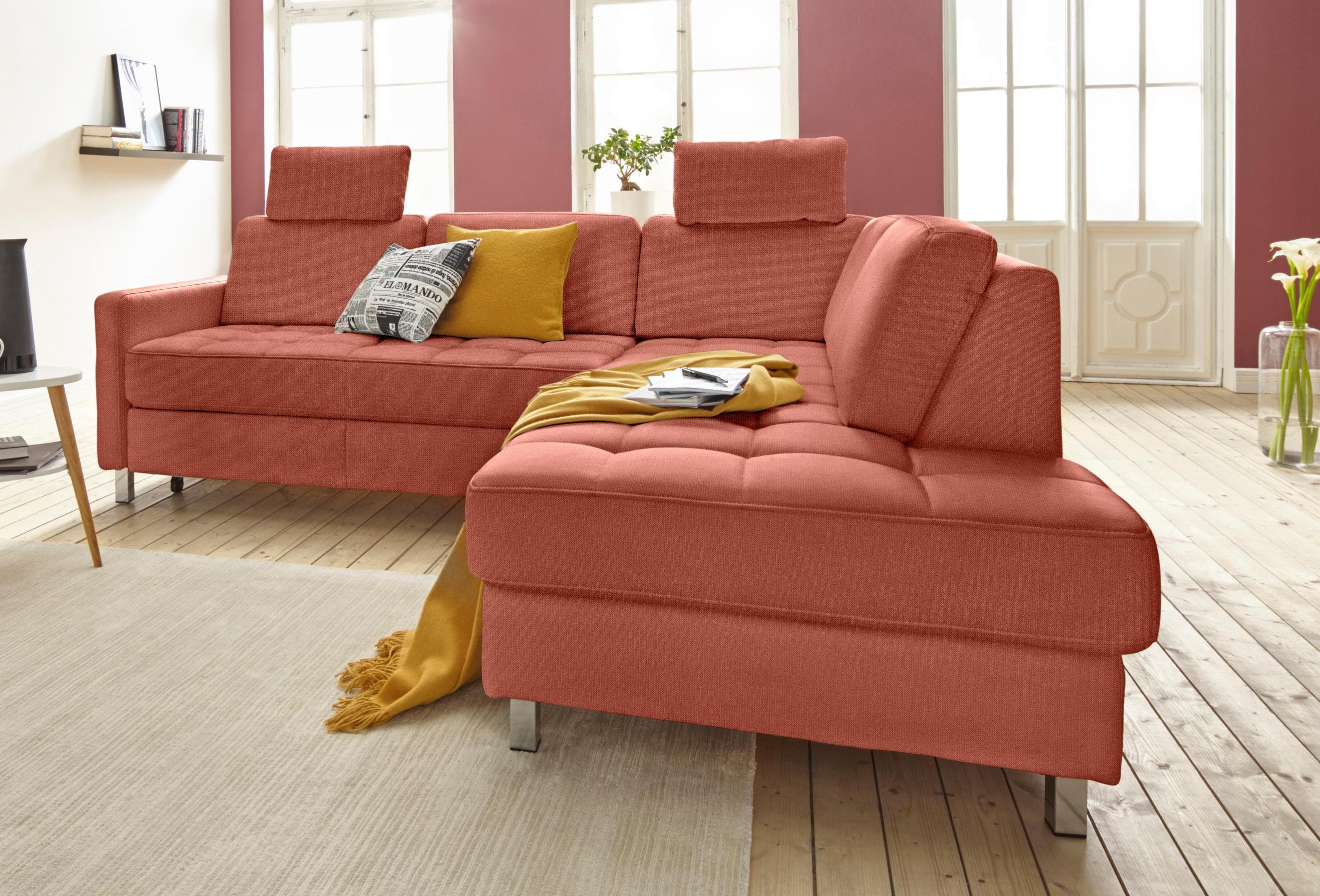 SIT & MORE Ecksofa Pablo L-Form Terra mit Bettfunktion