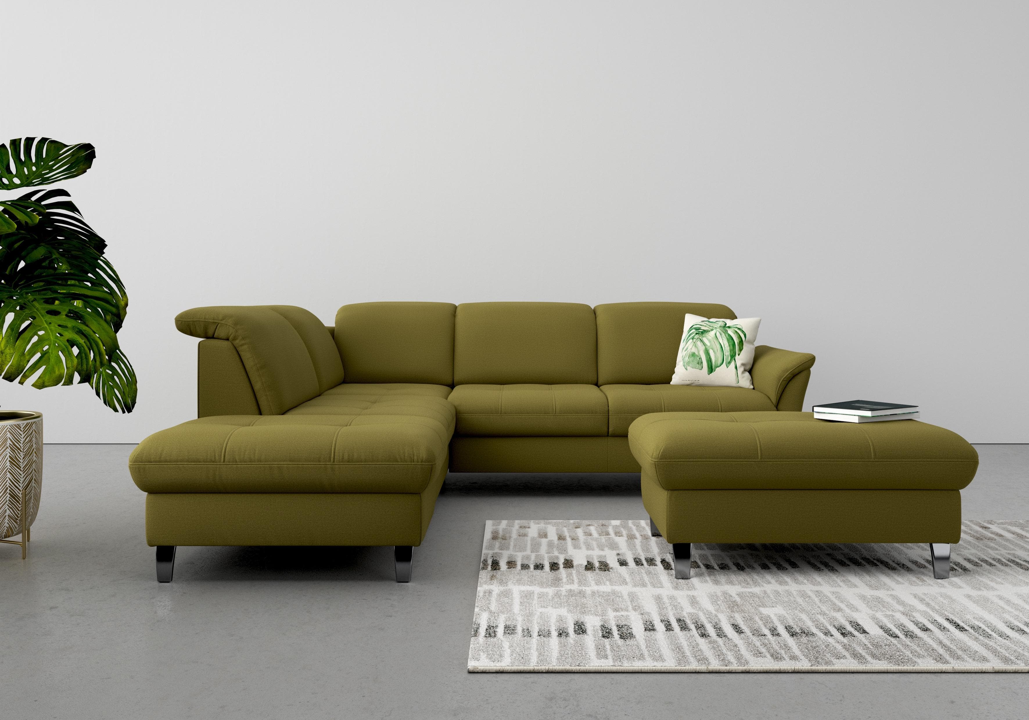 SIT & MORE Ecksofa Maggiore L-Form Olivgrün
